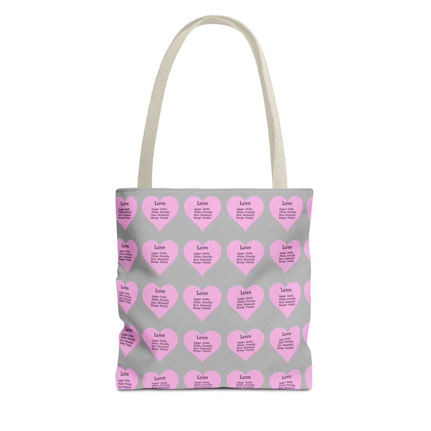 Pink Hearts Tote Bag (Light grey)