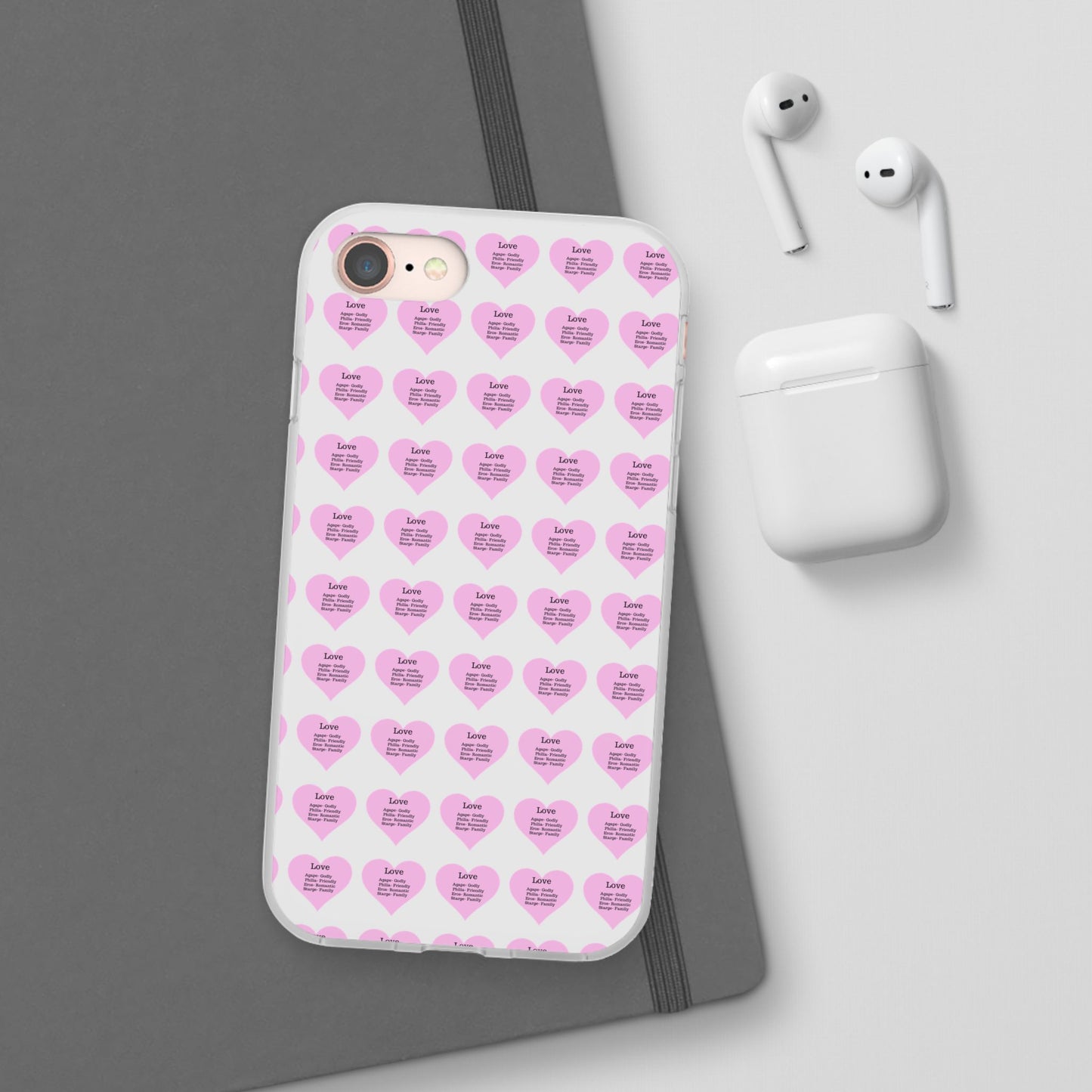 Pink Hearts Transparent Phone Case
