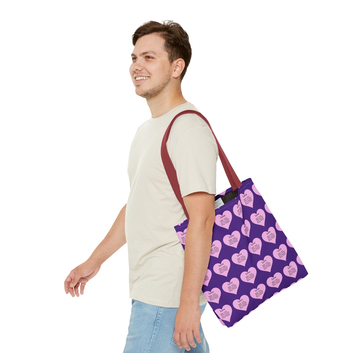 Pink Hearts Tote Bag (Purple)