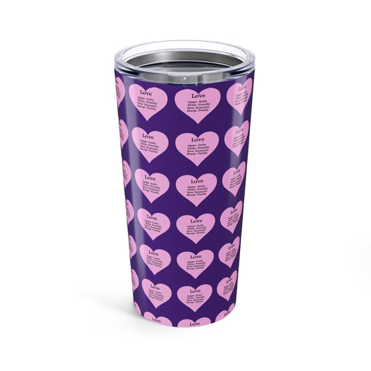 Charming Heart Insulated Stainless Steel Tumbler (20oz)(Purple)