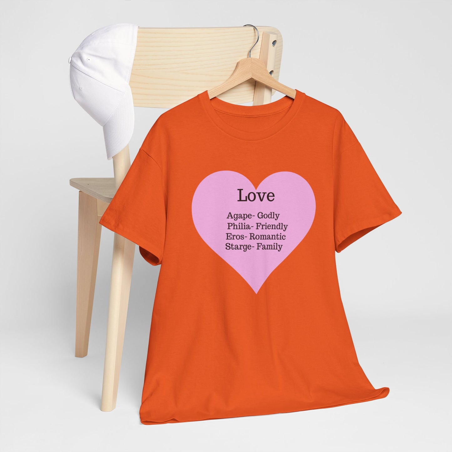 Unisex Love Heart Heavy Cotton T-Shirt - Comfortable Classic Fit Apparel
