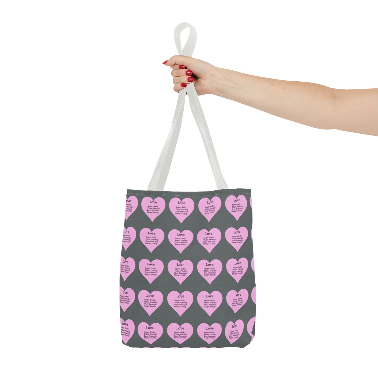 Pink Hearts Tote Bag (Dark grey)
