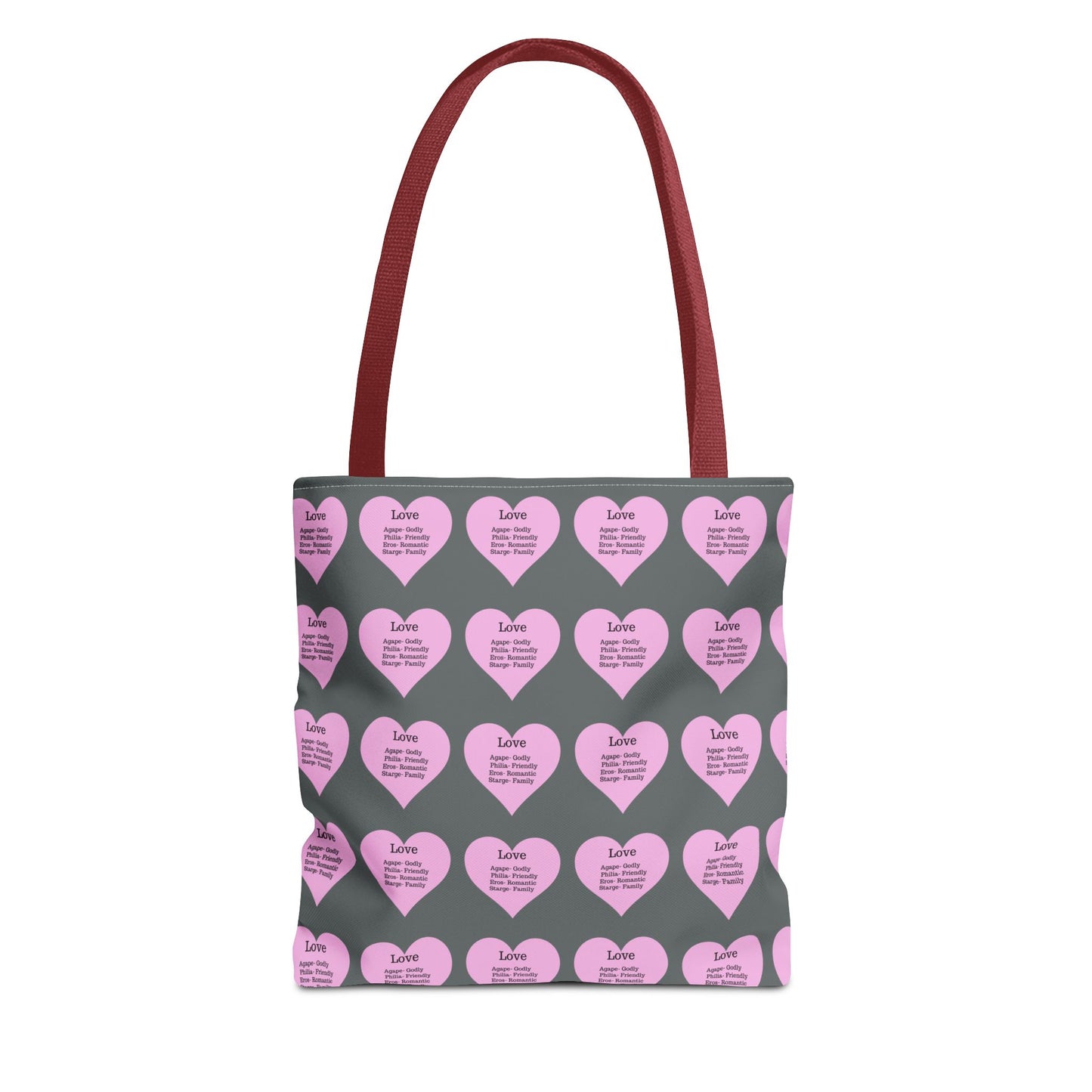 Pink Hearts Tote Bag (Dark grey)