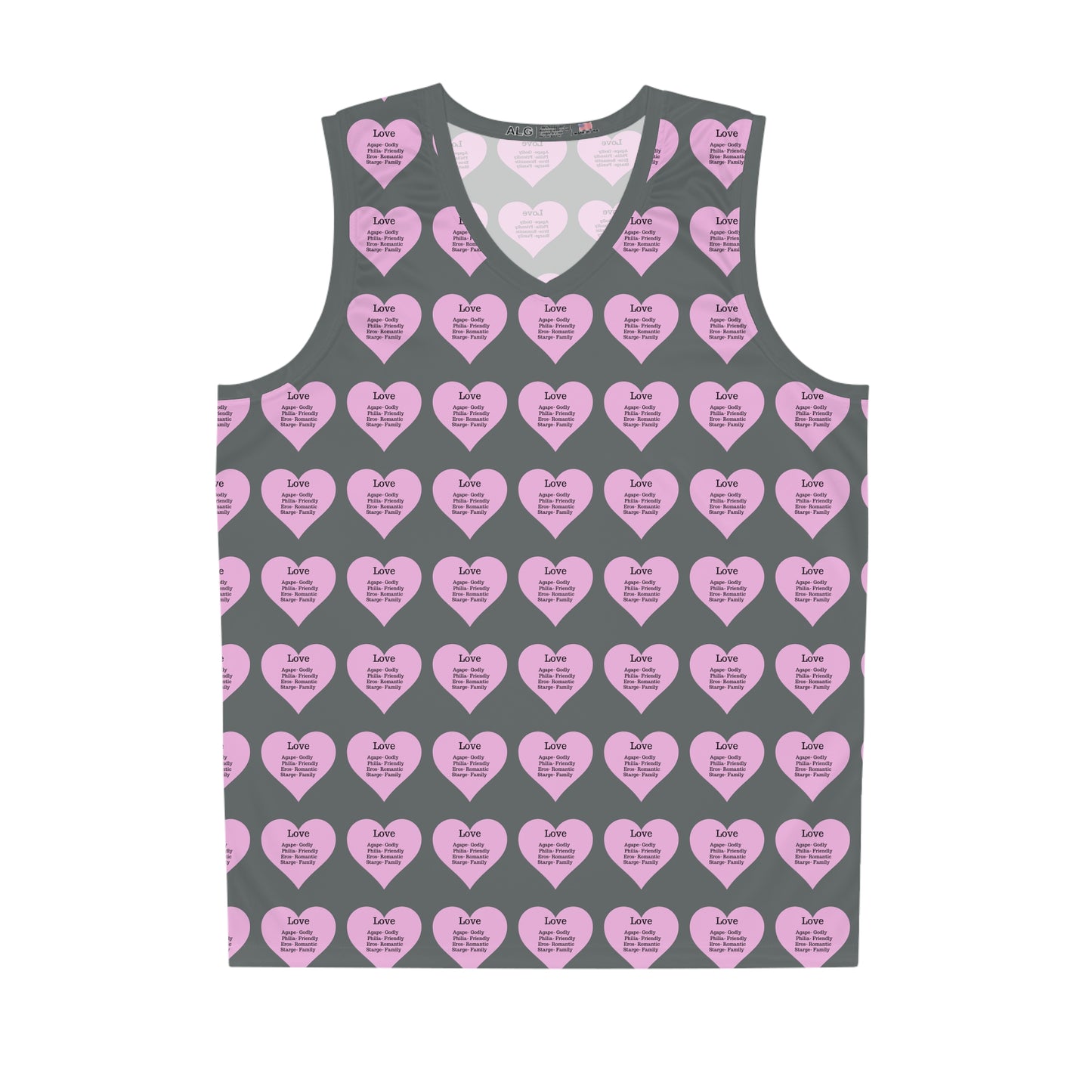 Love Heart All-Over-Print Basketball Jersey (Dark Grey)