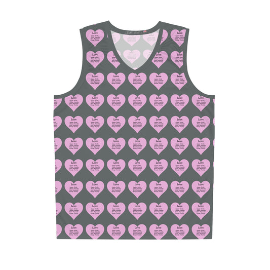 Love Heart All-Over-Print Basketball Jersey (Dark Grey)