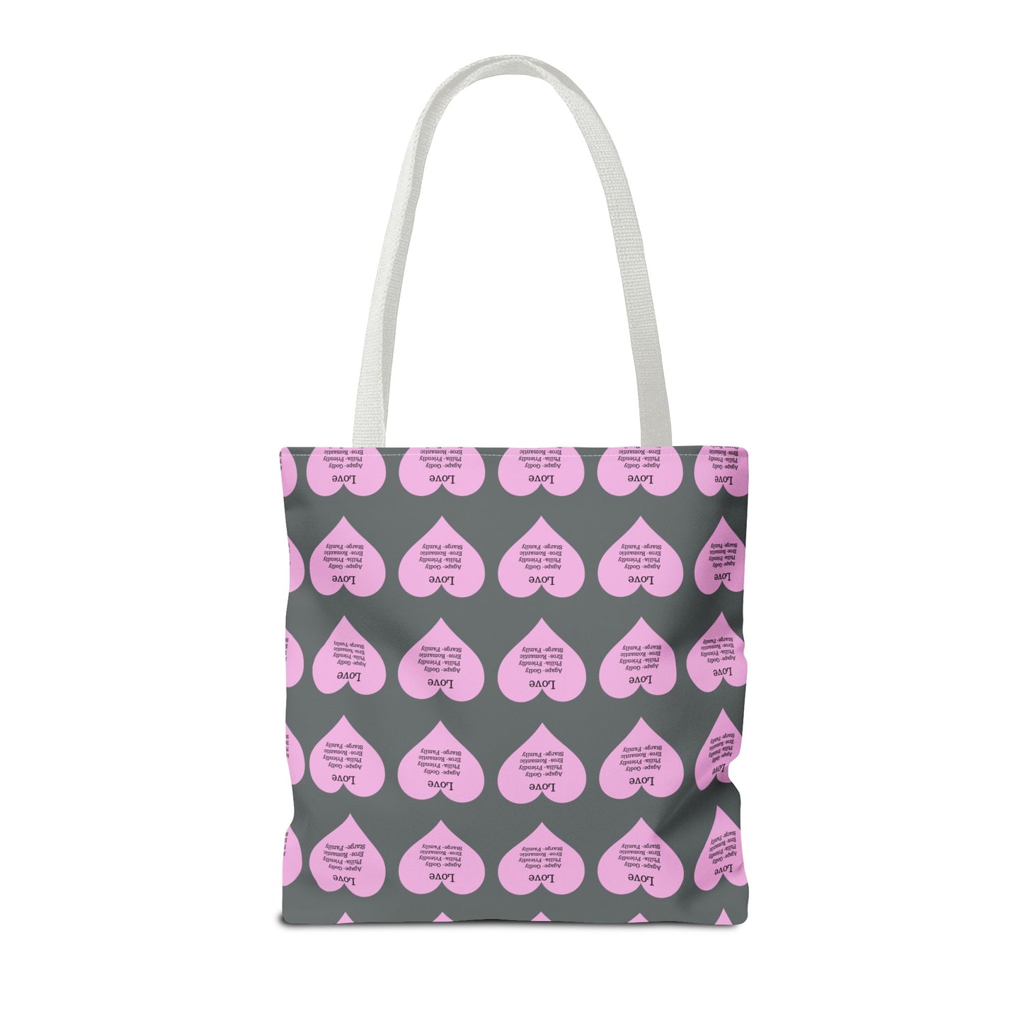 Pink Hearts Tote Bag (Dark grey)