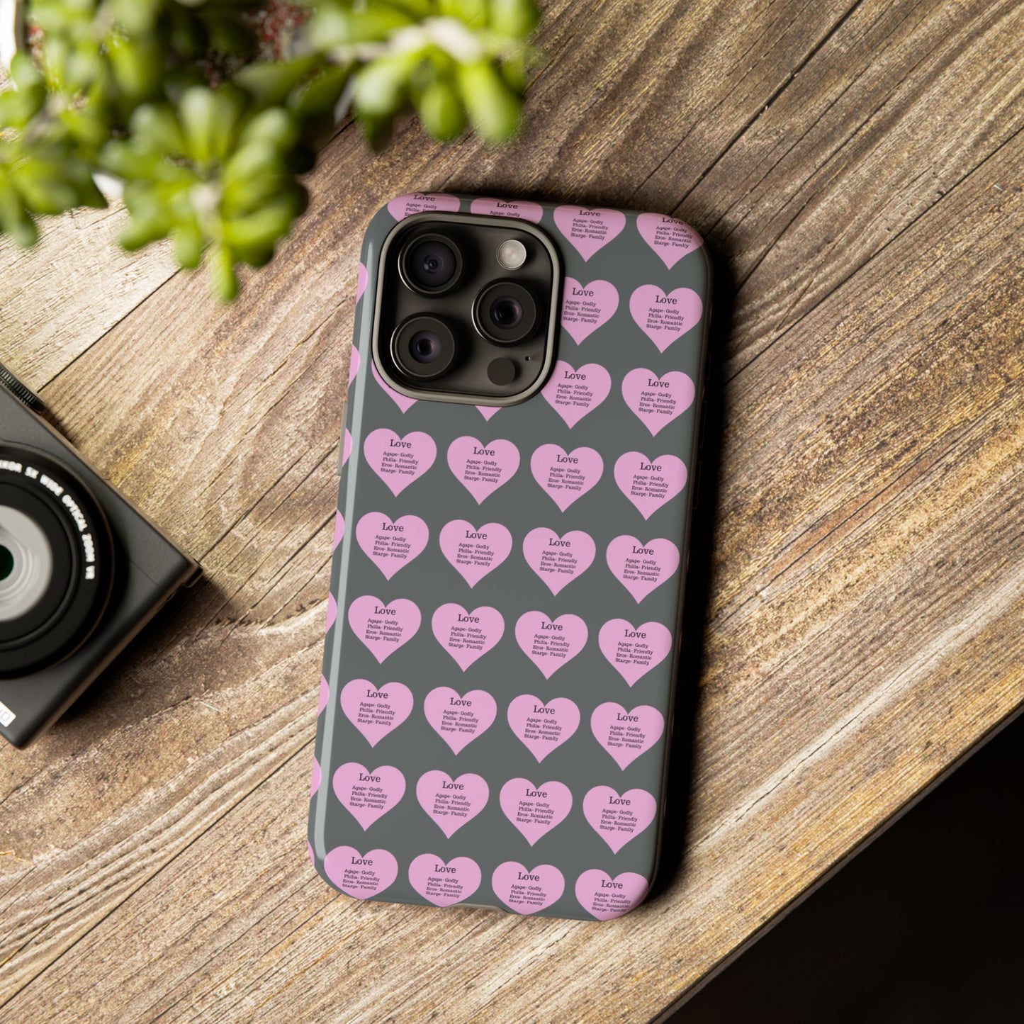 Hearts-A-Flutter Phone Case (iPhone, Google Pixel)(Dark grey)