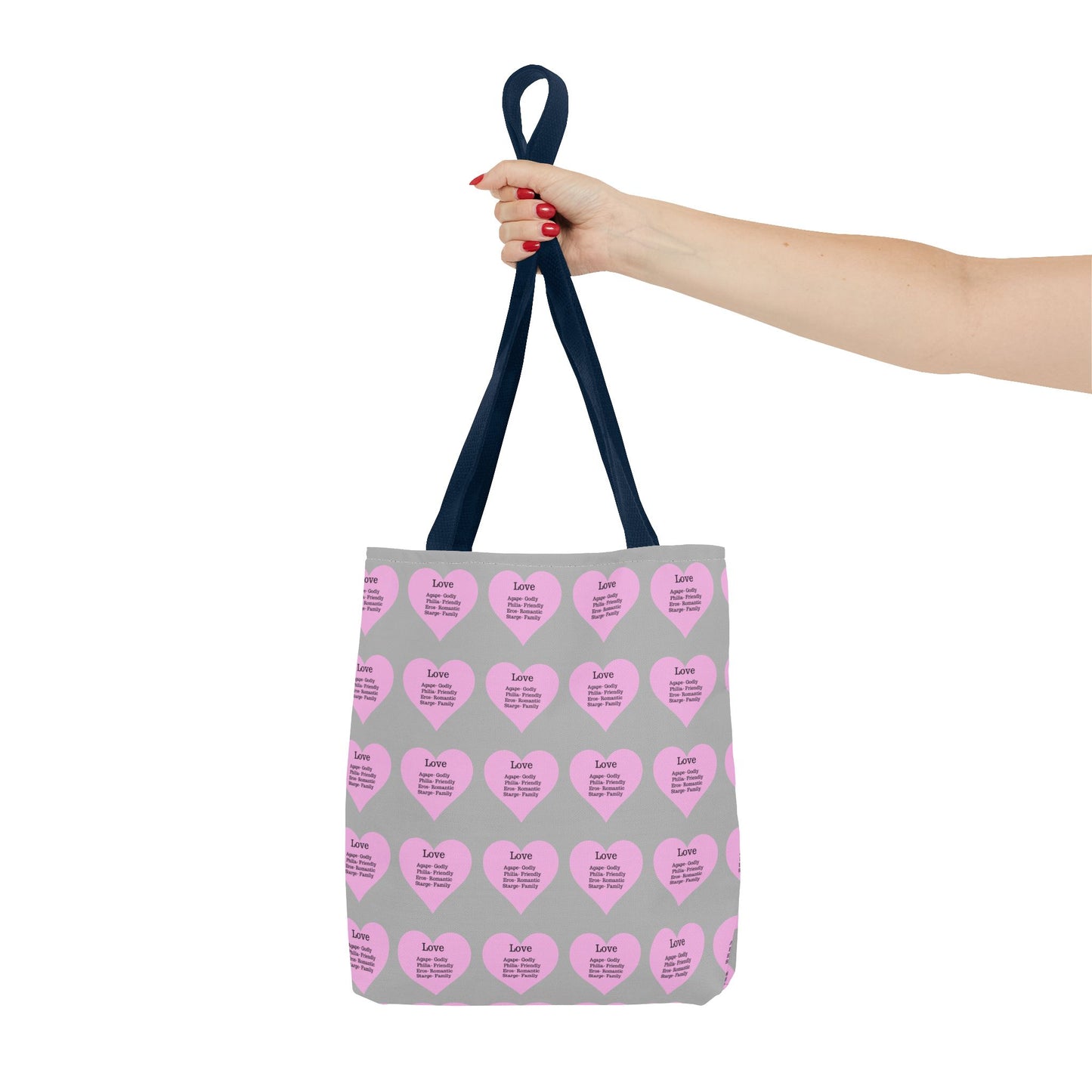 Pink Hearts Tote Bag (Light grey)