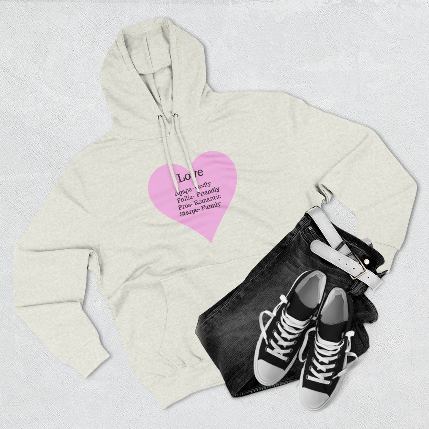 Cozy Heartfelt Love Fleece Hoodie | Soft Three-Panel Everyday Comfort