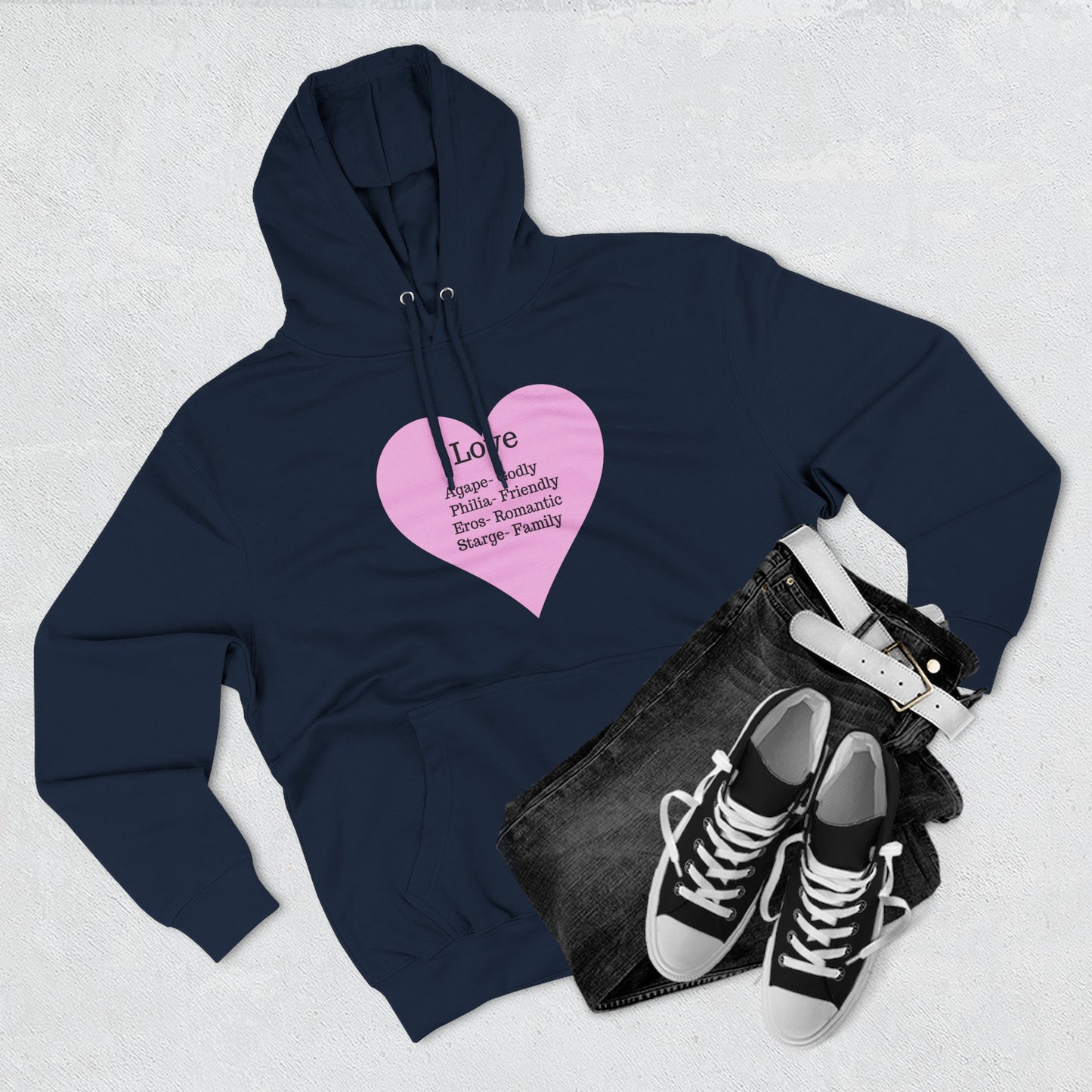 Cozy Heartfelt Love Fleece Hoodie | Soft Three-Panel Everyday Comfort