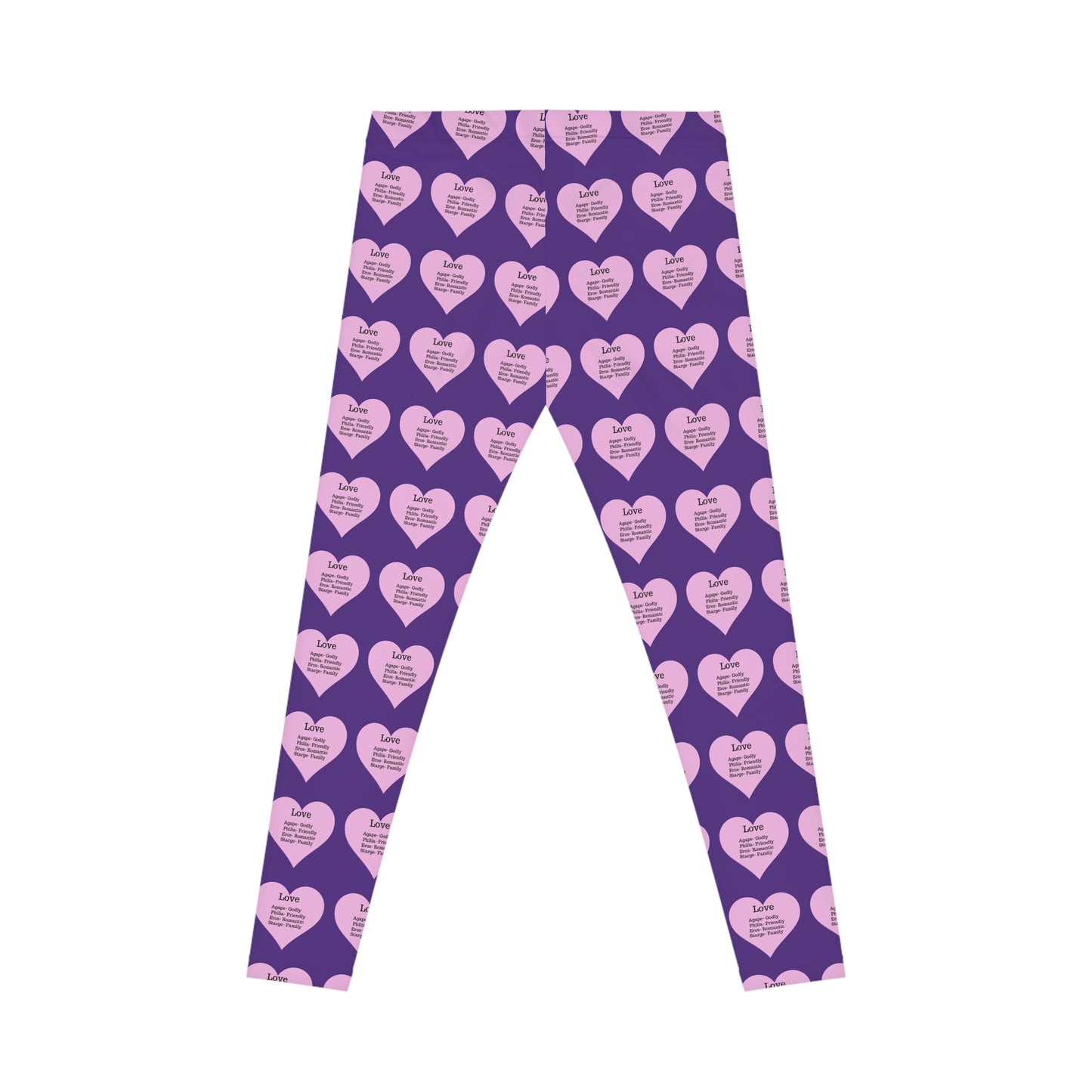 Playful Pink Heart Print Women's Casual Leggings (Purple)