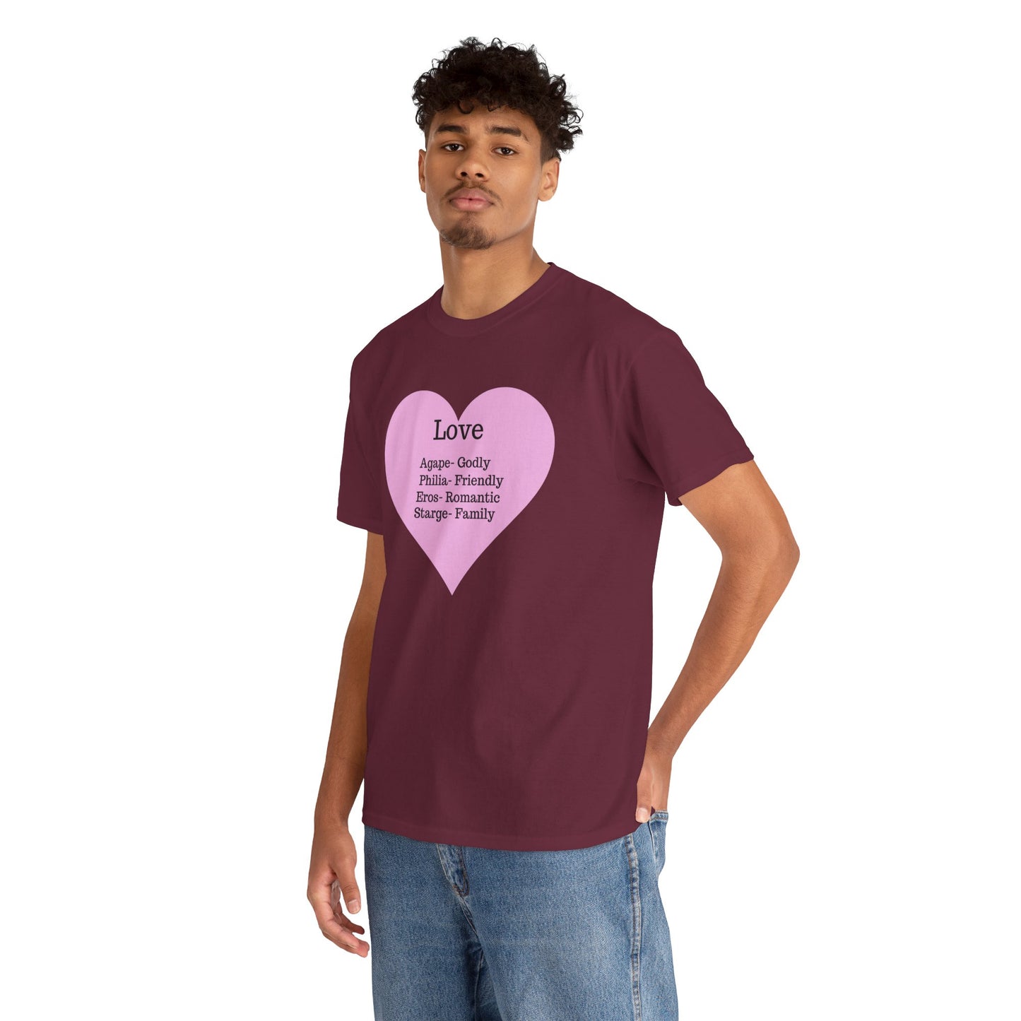 Unisex Love Heart Heavy Cotton T-Shirt - Comfortable Classic Fit Apparel
