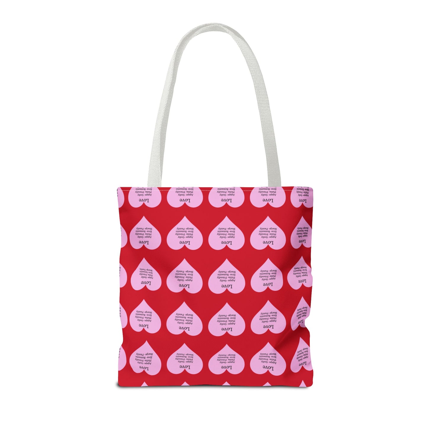 Pink Hearts Tote Bag (Dark red)