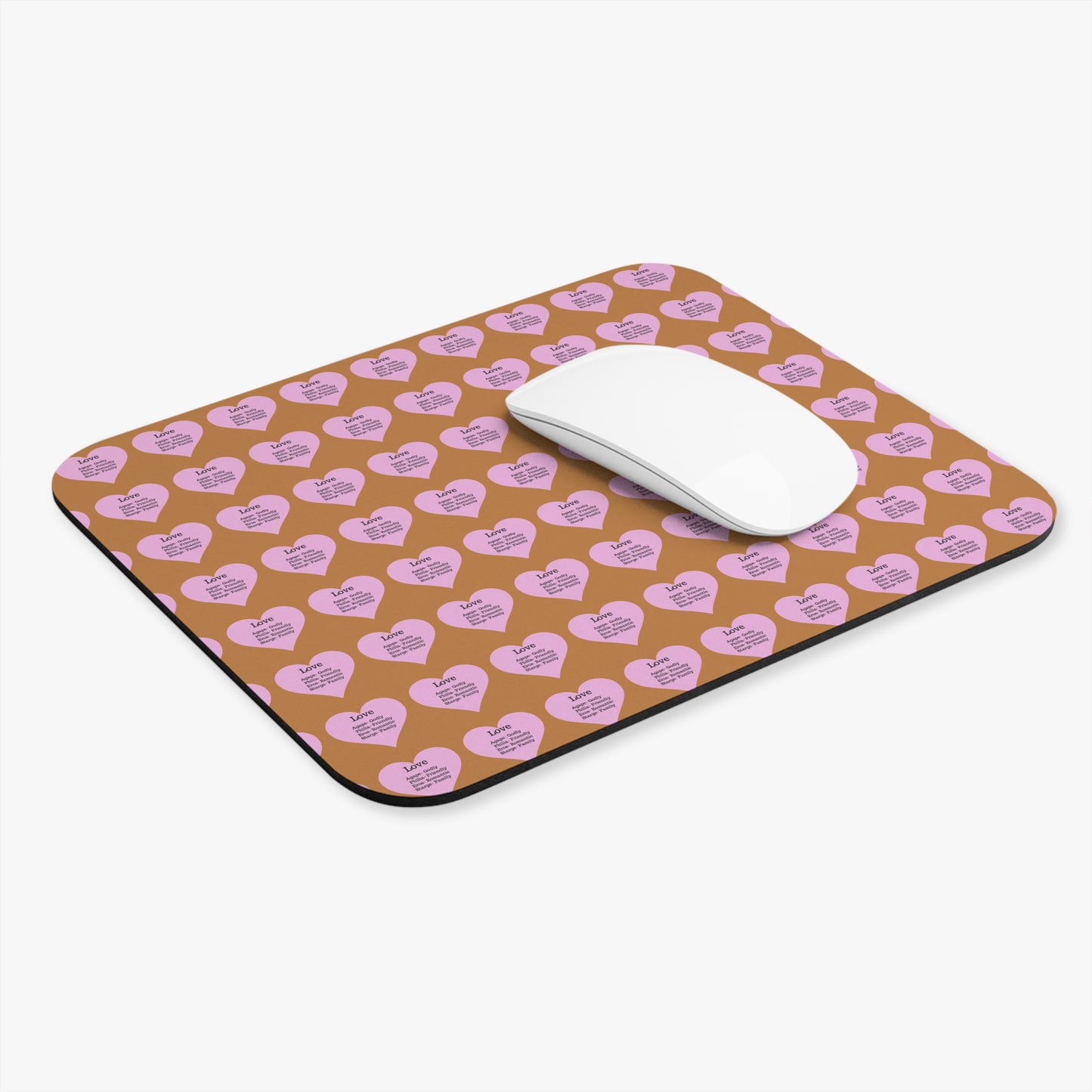 The Four Loves Mouse Pad Pattern Look (Light brown)
