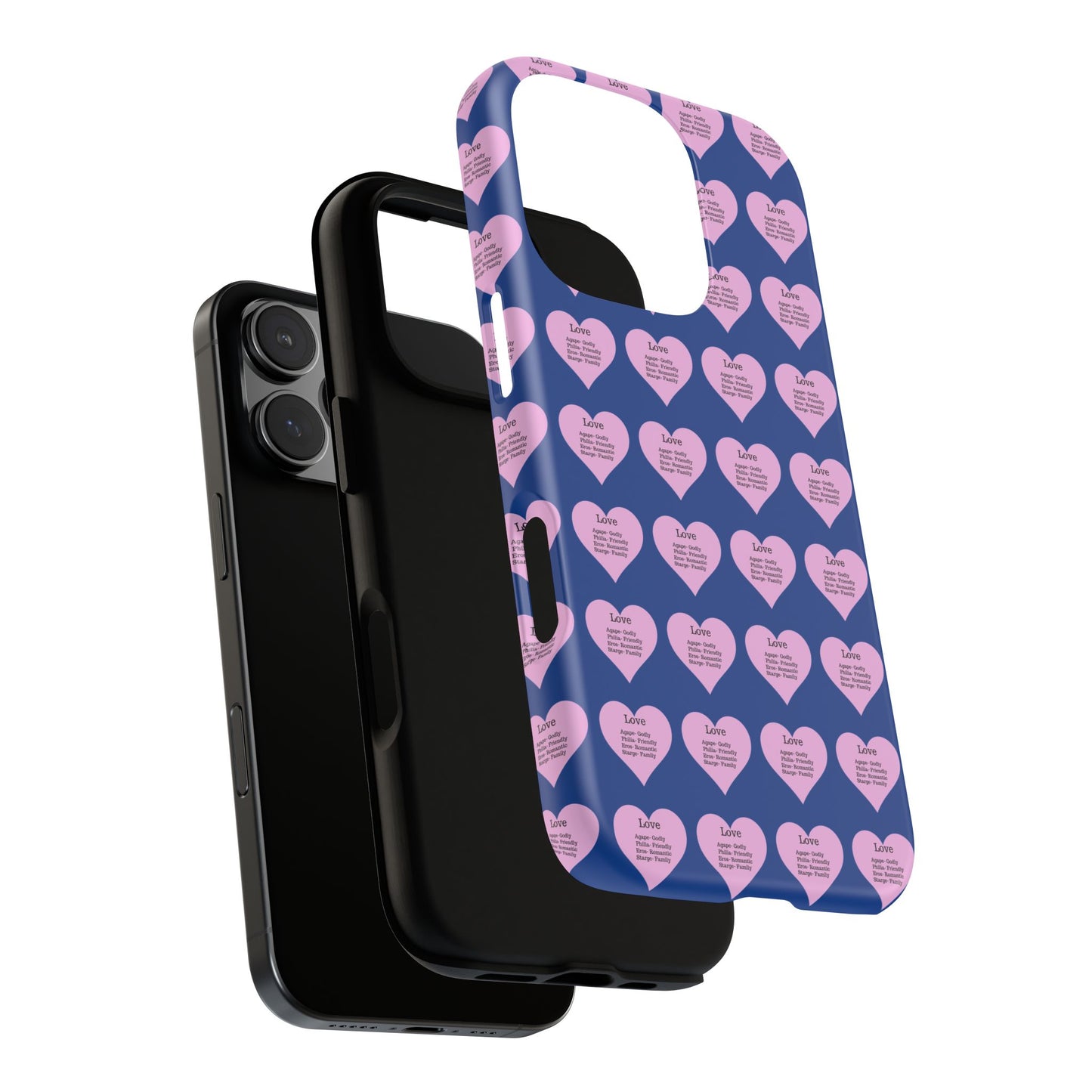 Hearts-A-Flutter Phone Case (iPhone, Google Pixel)(Dark blue)