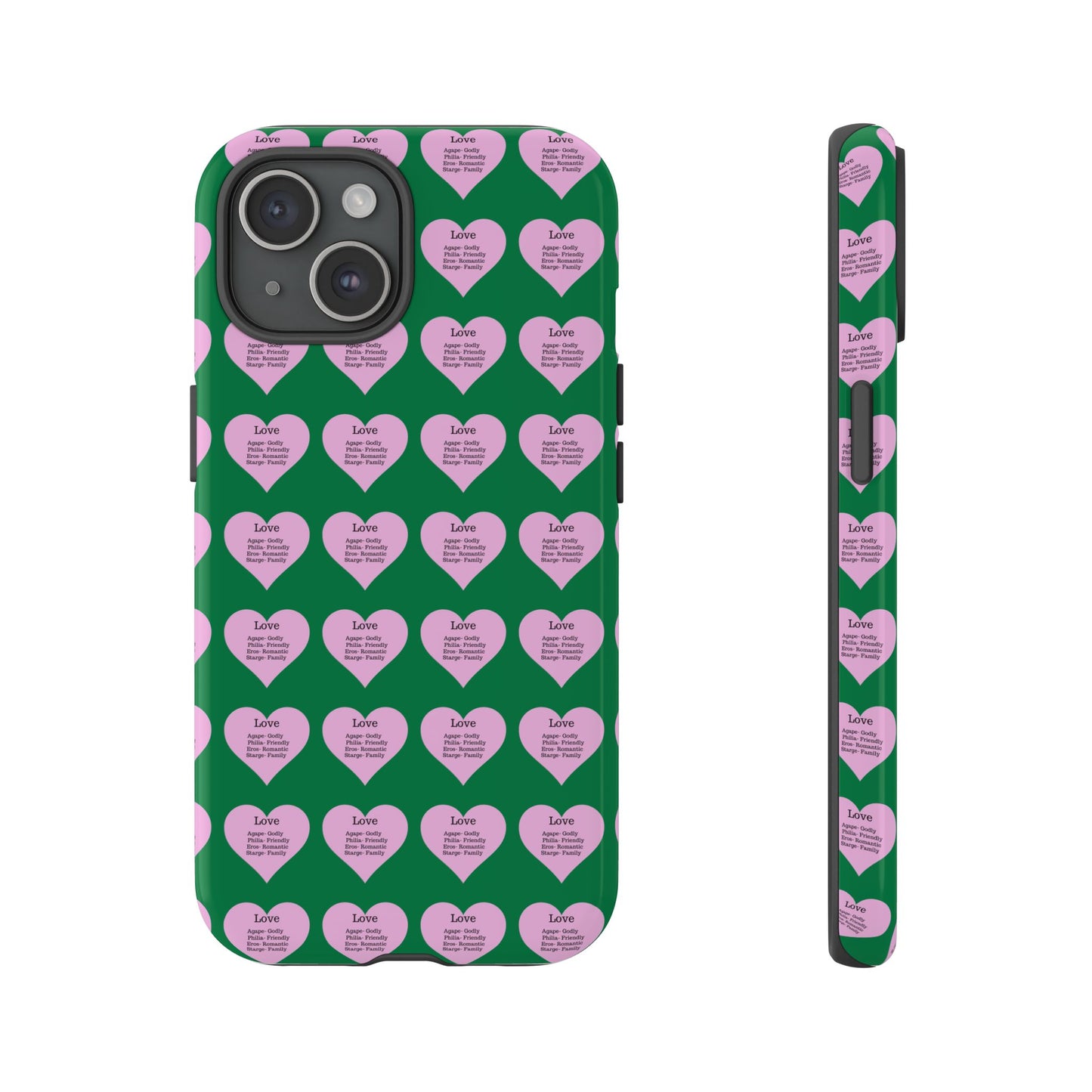 Hearts-A-Flutter Phone Case (iPhone, Google Pixel)(Dark green)