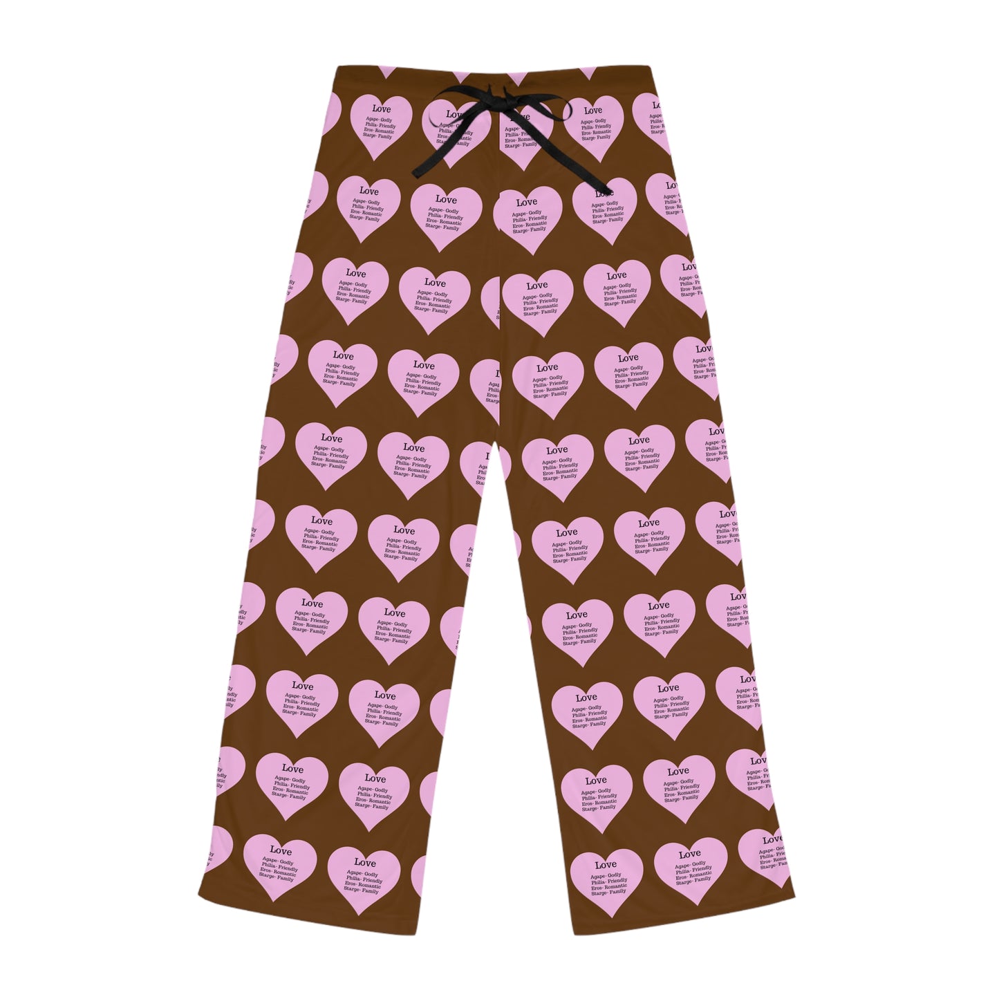 Cozy Heart Print Women's Pajama Pants (Brown)