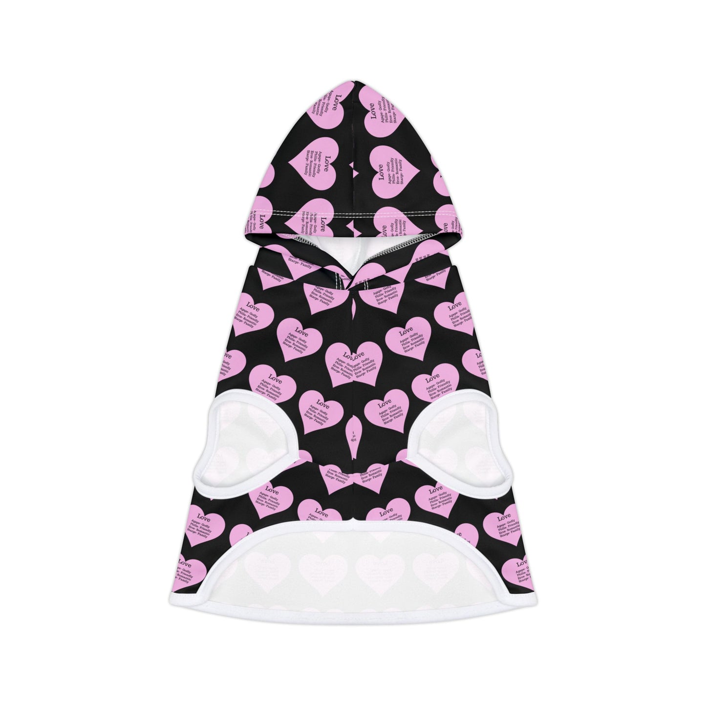 Charming Heart Pet Hoodie Pattern (Black)