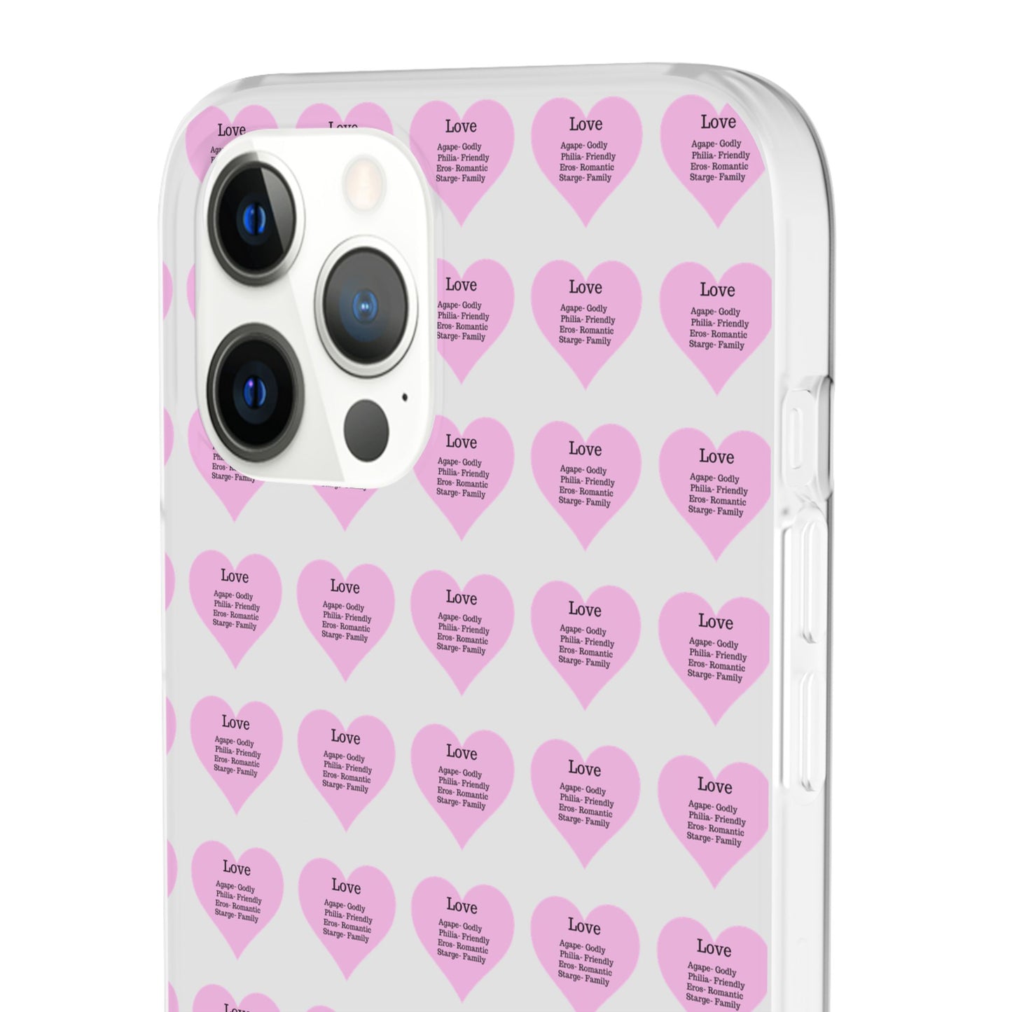 Pink Hearts Transparent Phone Case