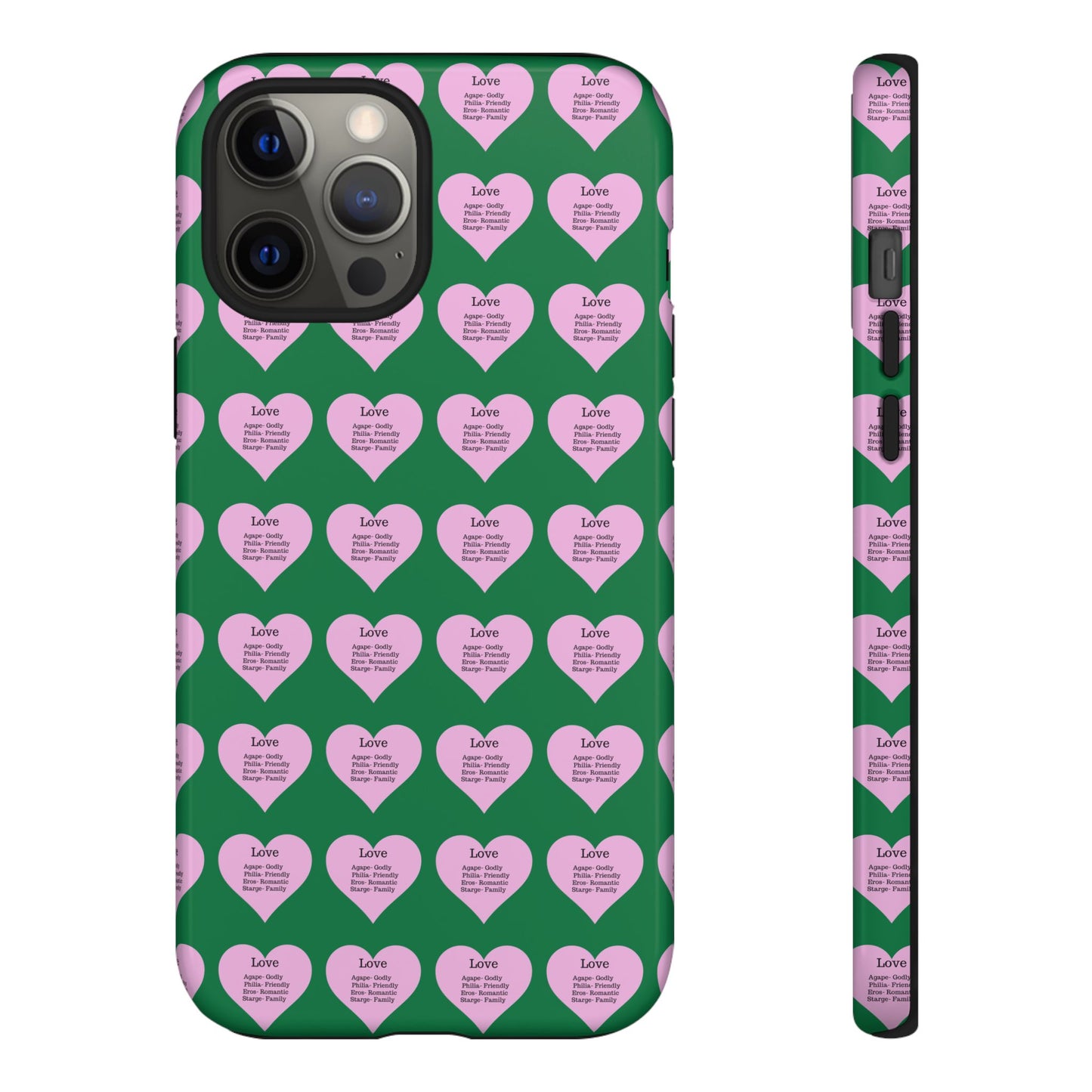 Hearts-A-Flutter Phone Case (iPhone, Google Pixel)(Dark green)