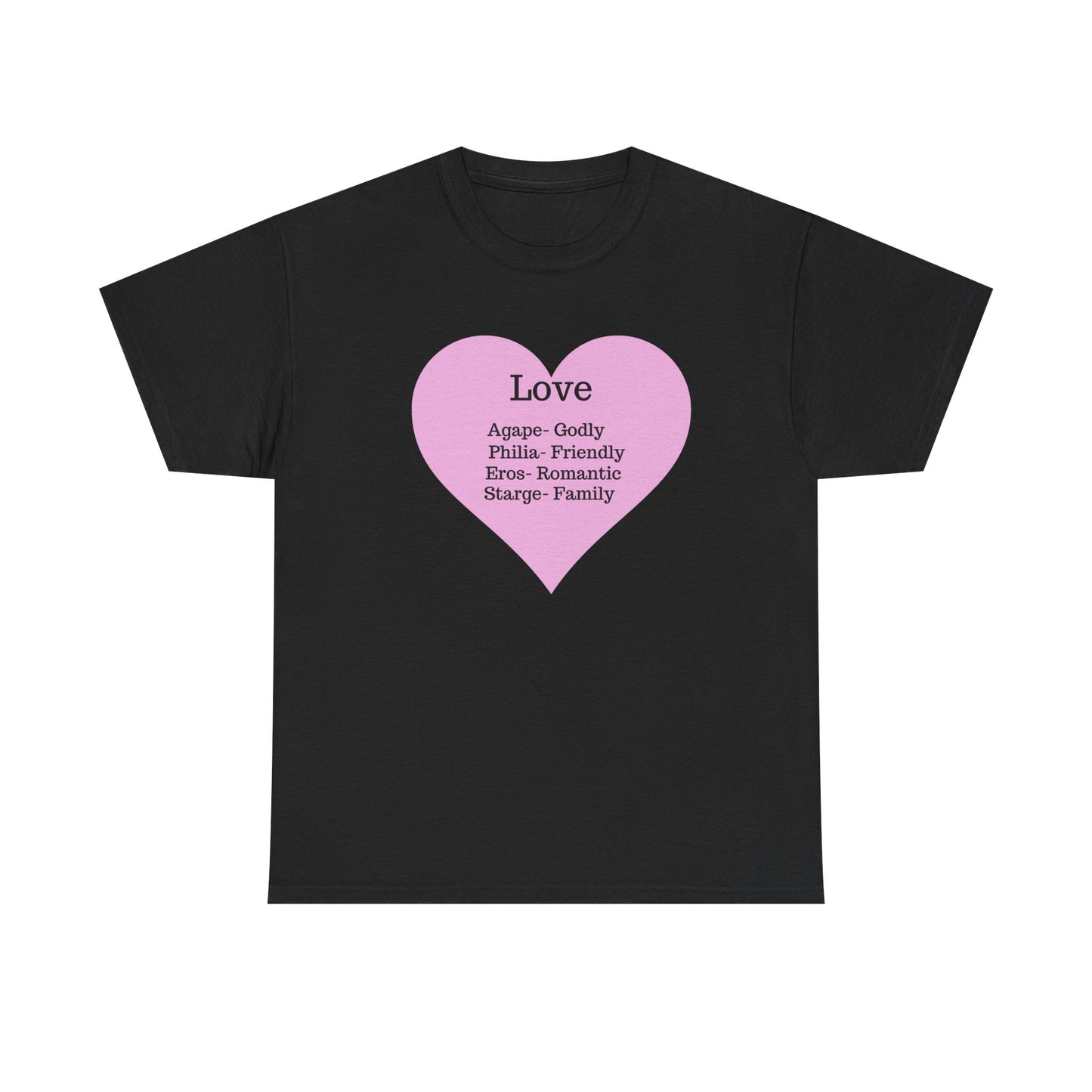 Unisex Love Heart Heavy Cotton T-Shirt - Comfortable Classic Fit Apparel