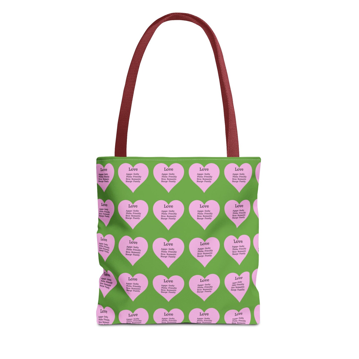 Pink Hearts Tote Bag (Green)