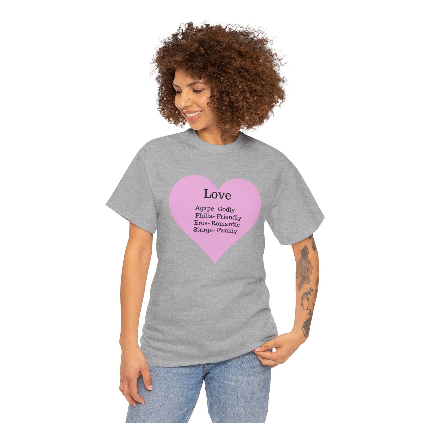 Unisex Love Heart Heavy Cotton T-Shirt - Comfortable Classic Fit Apparel