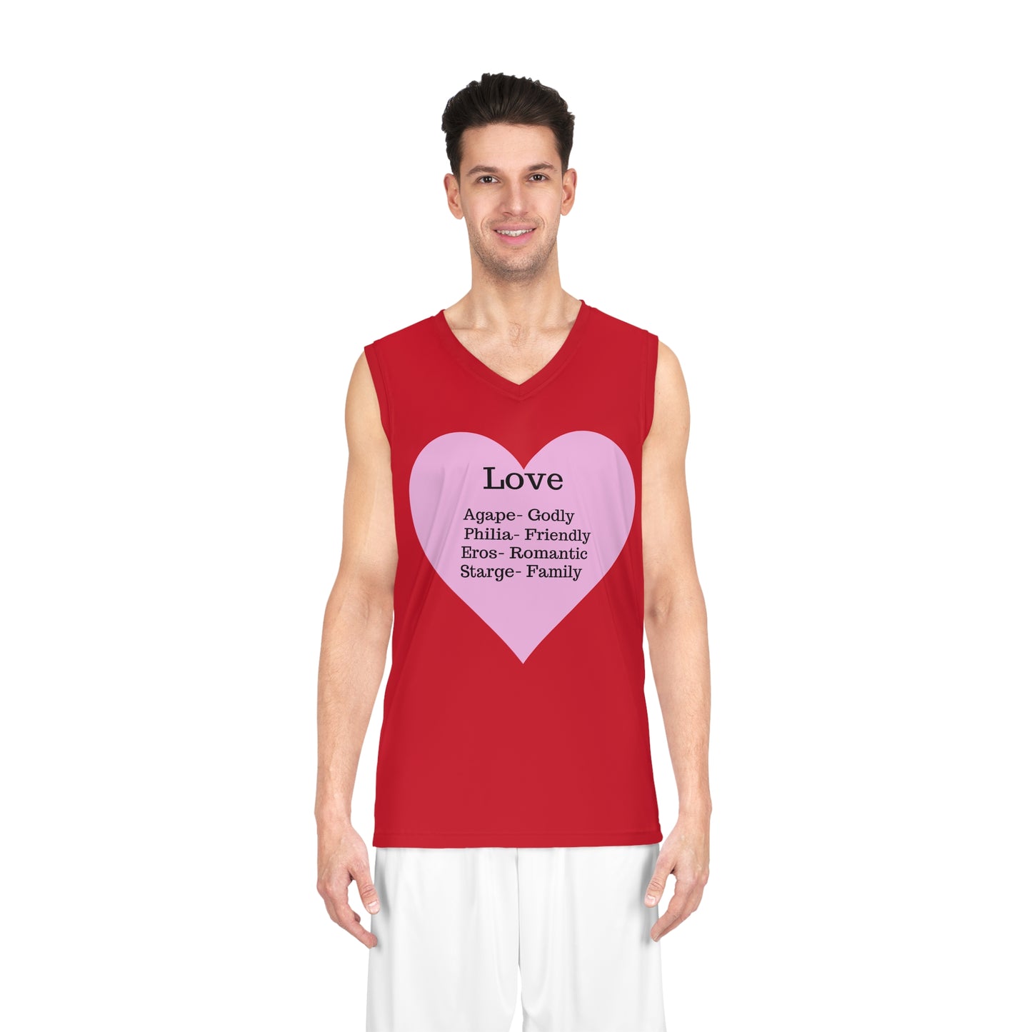 Love Heart Basketball Jersey (Dark Red)