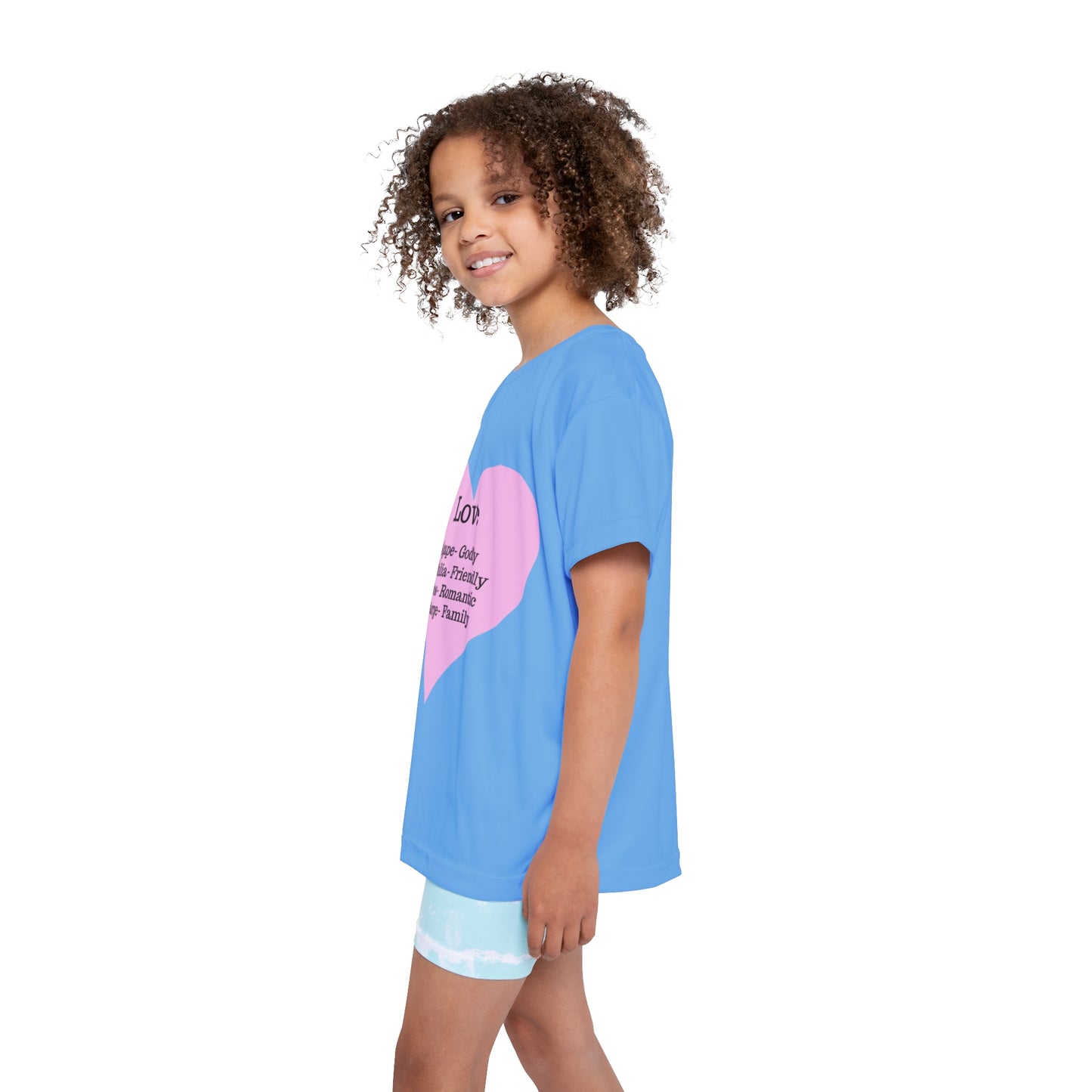 Types of Love Heart Kids Performance Jersey (Light Blue)