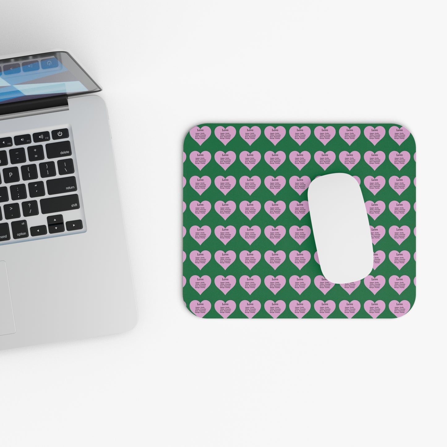 The Four Loves Mouse Pad Pattern Look (Dark green)
