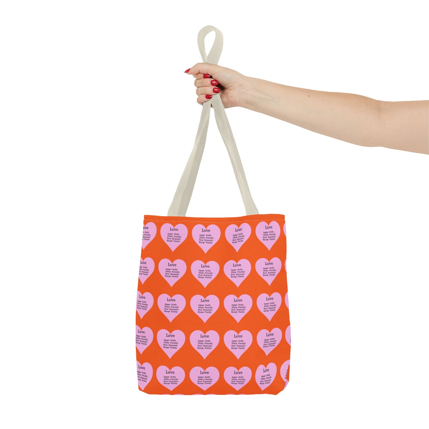 Pink Hearts Tote Bag (Orange)