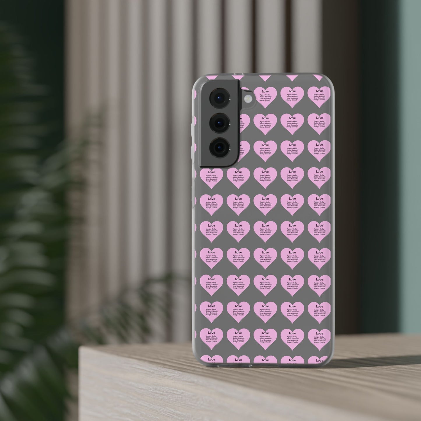 Pink Hearts Transparent Phone Case