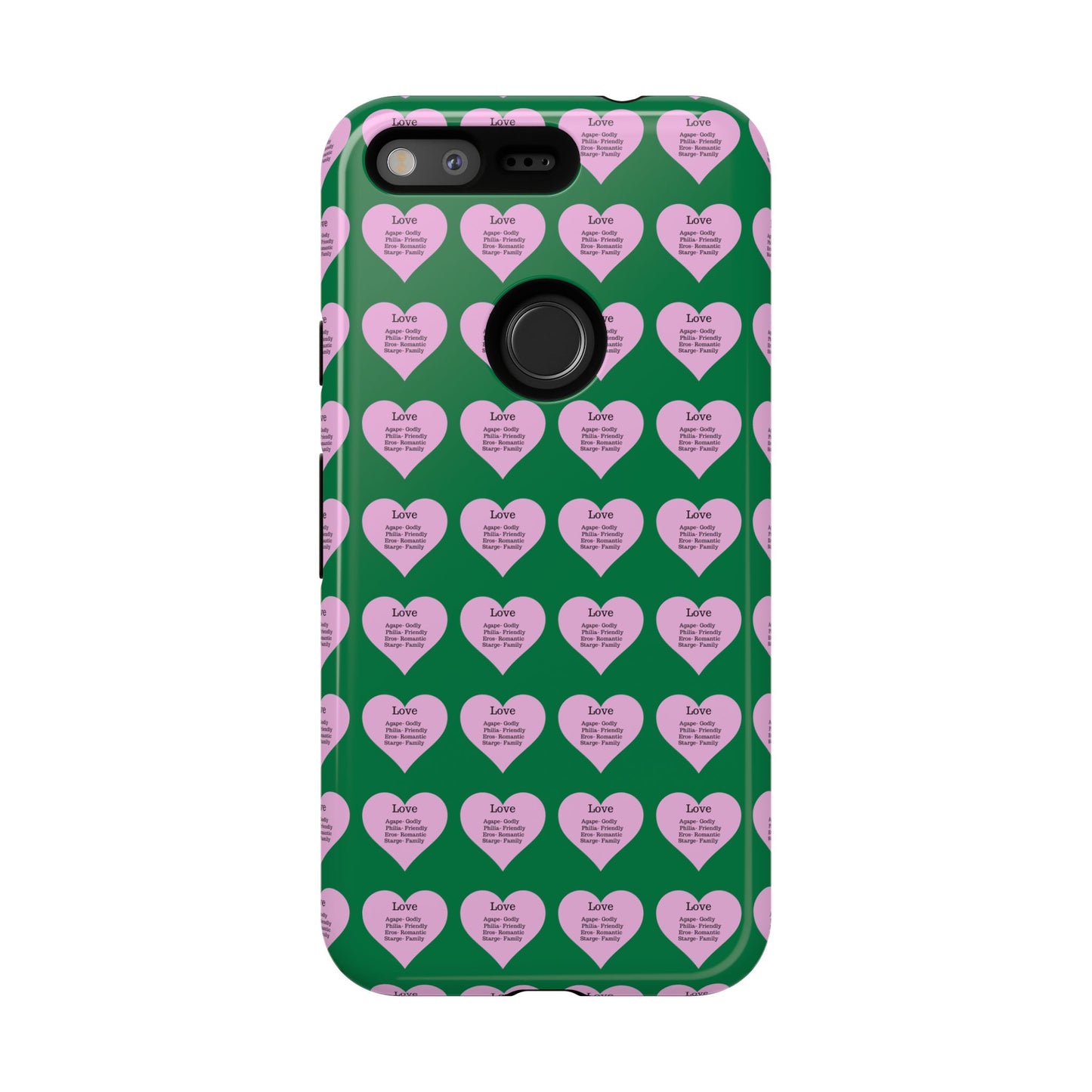 Hearts-A-Flutter Phone Case (iPhone, Google Pixel)(Dark green)