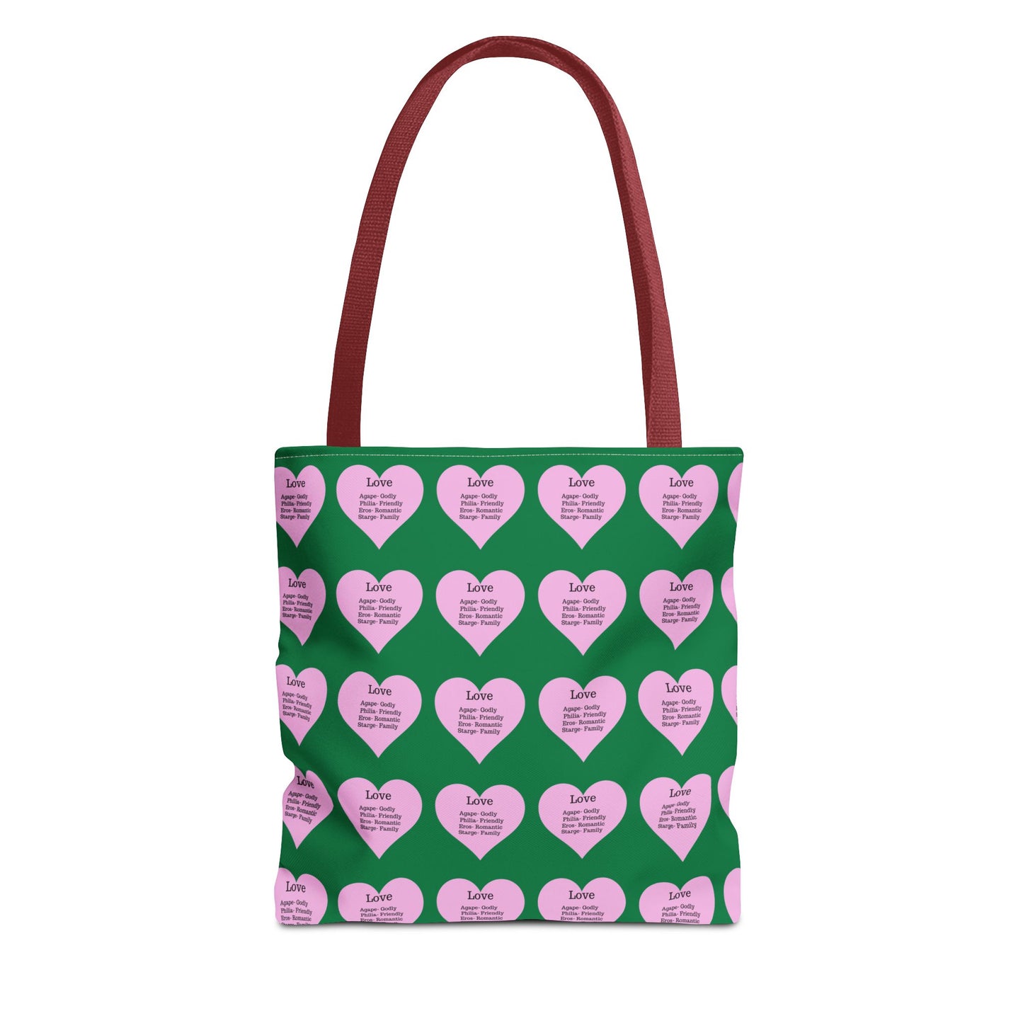 Pink Hearts Tote Bag (Dark green)
