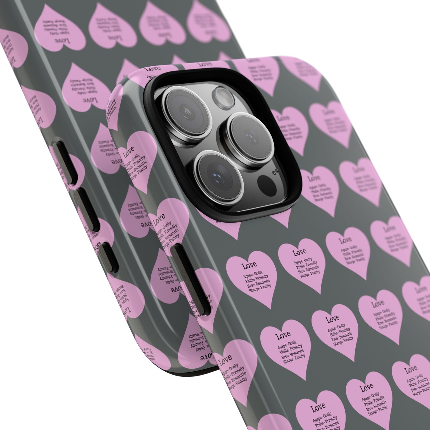 Hearts-A-Flutter Phone Case (iPhone, Google Pixel)(Dark grey)