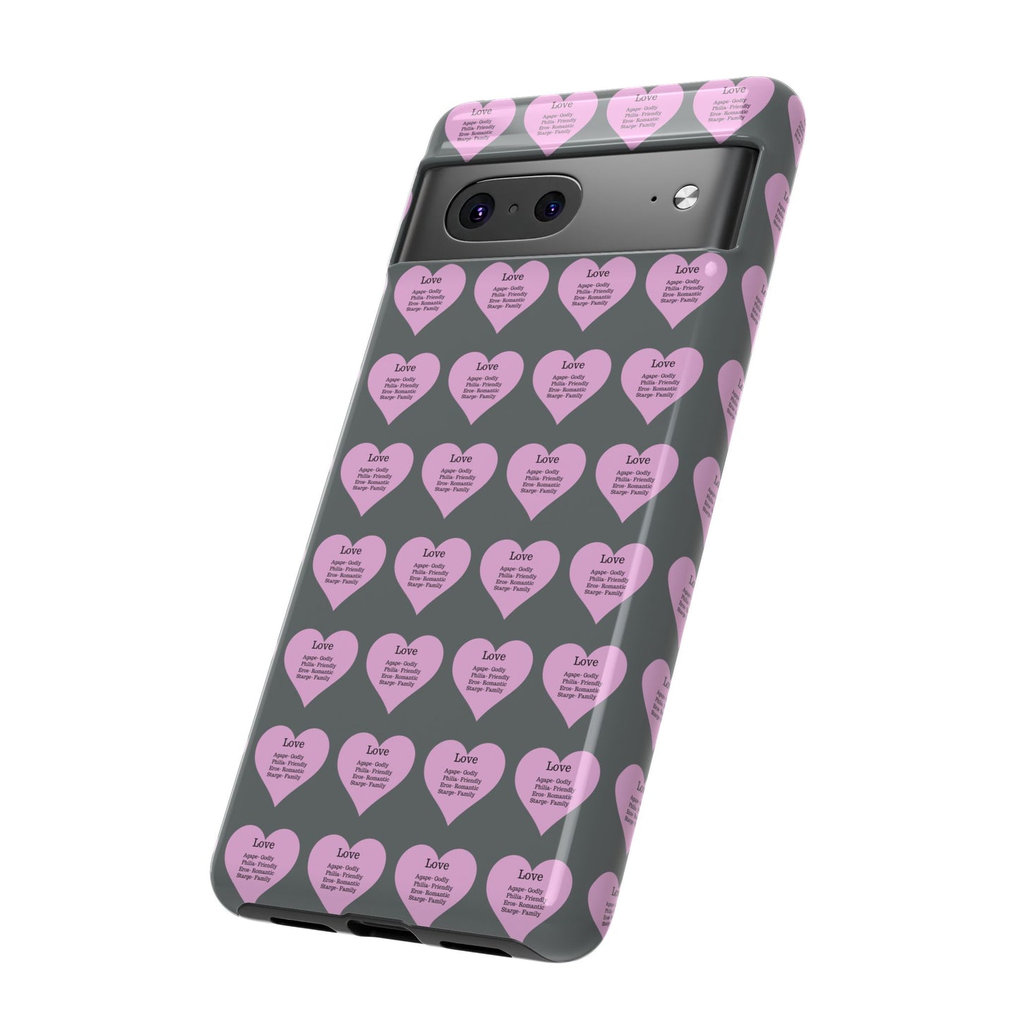 Hearts-A-Flutter Phone Case (iPhone, Google Pixel)(Dark grey)
