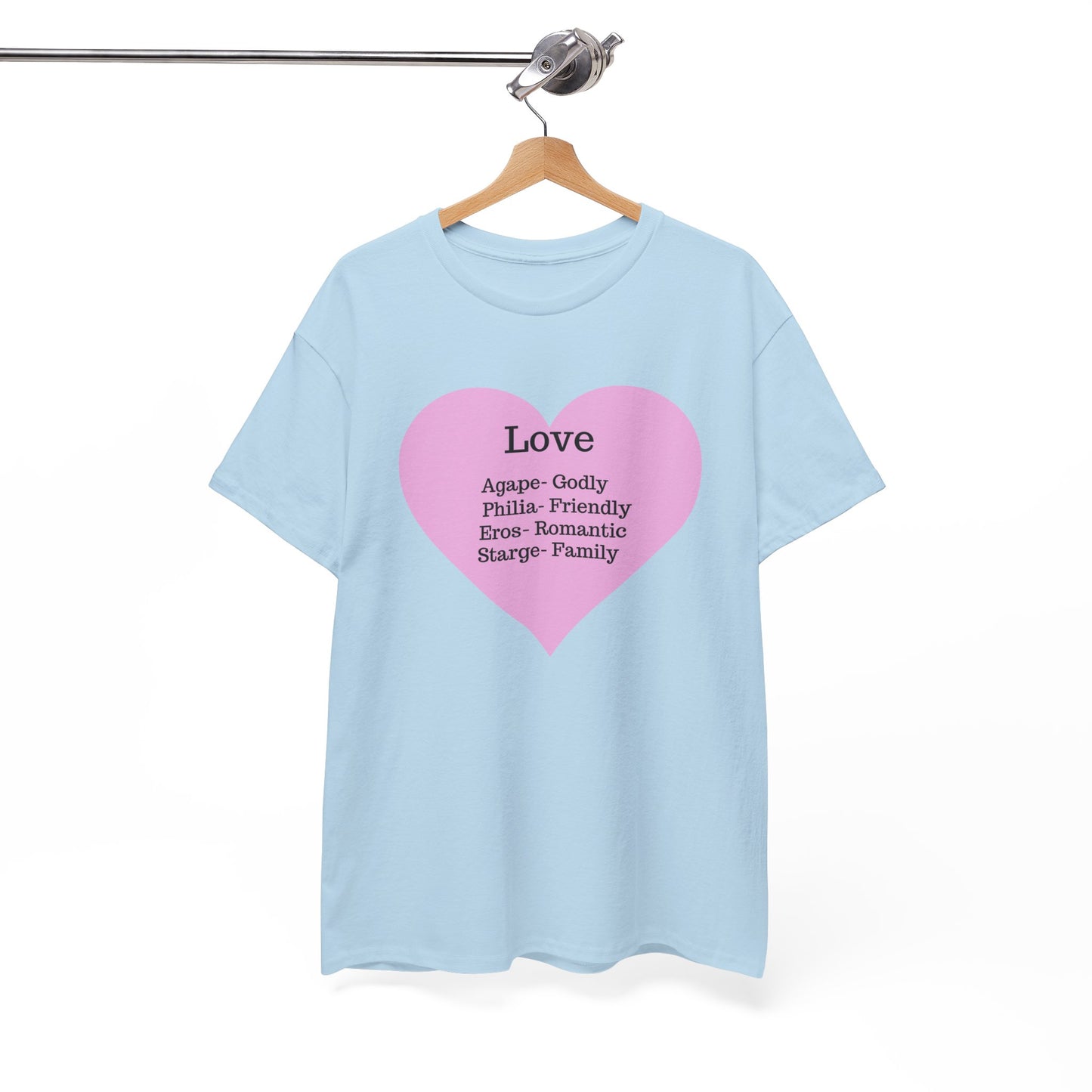 Unisex Love Heart Heavy Cotton T-Shirt - Comfortable Classic Fit Apparel