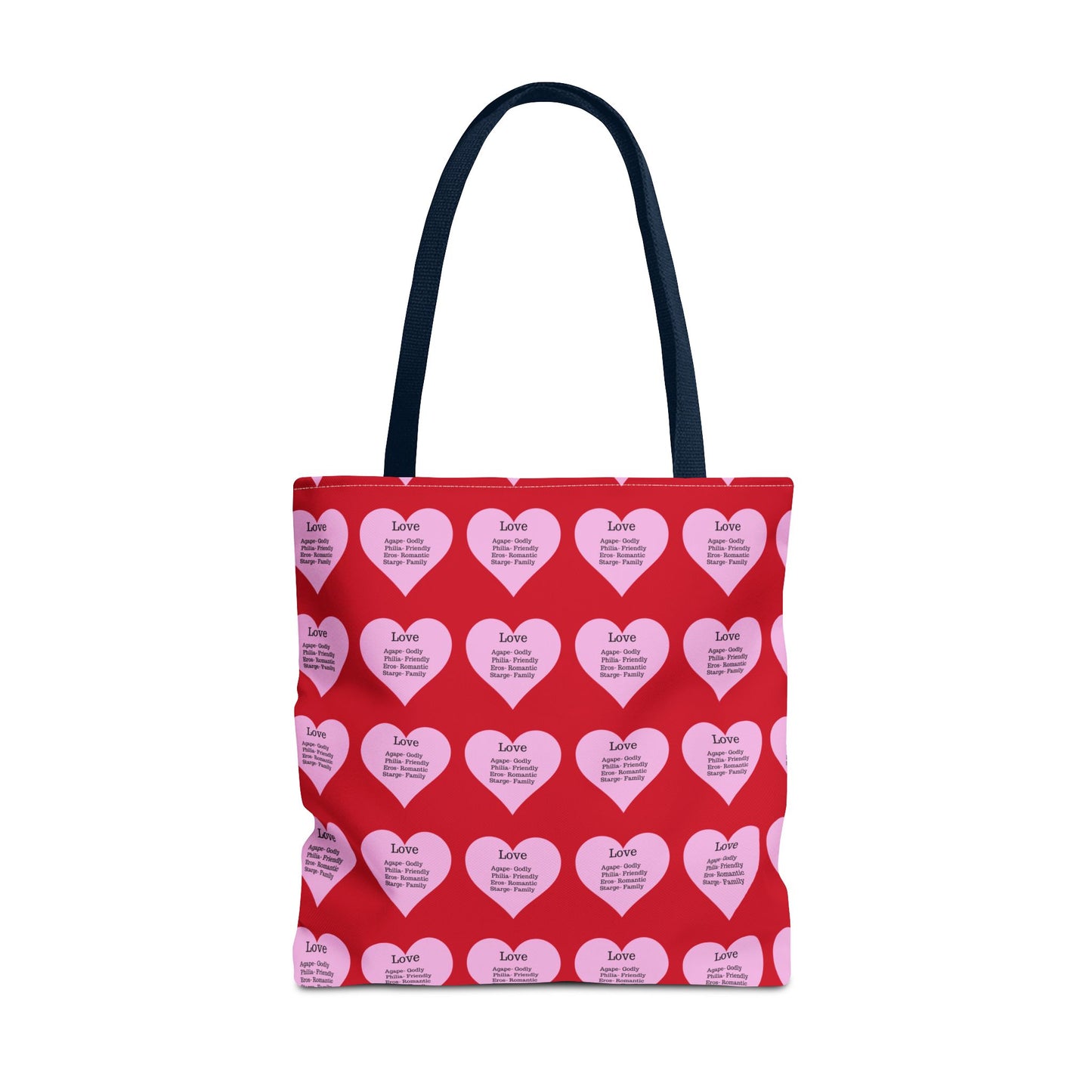 Pink Hearts Tote Bag (Dark red)