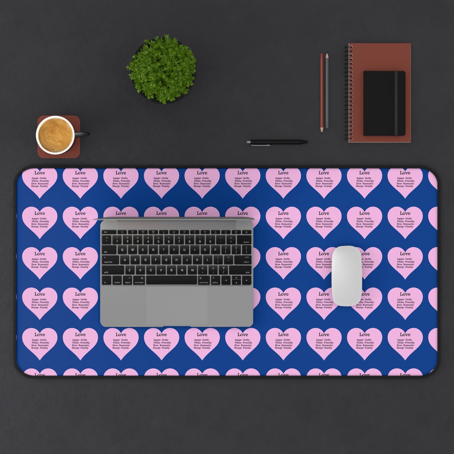 Love Hearts Desk Mat (Dark blue)