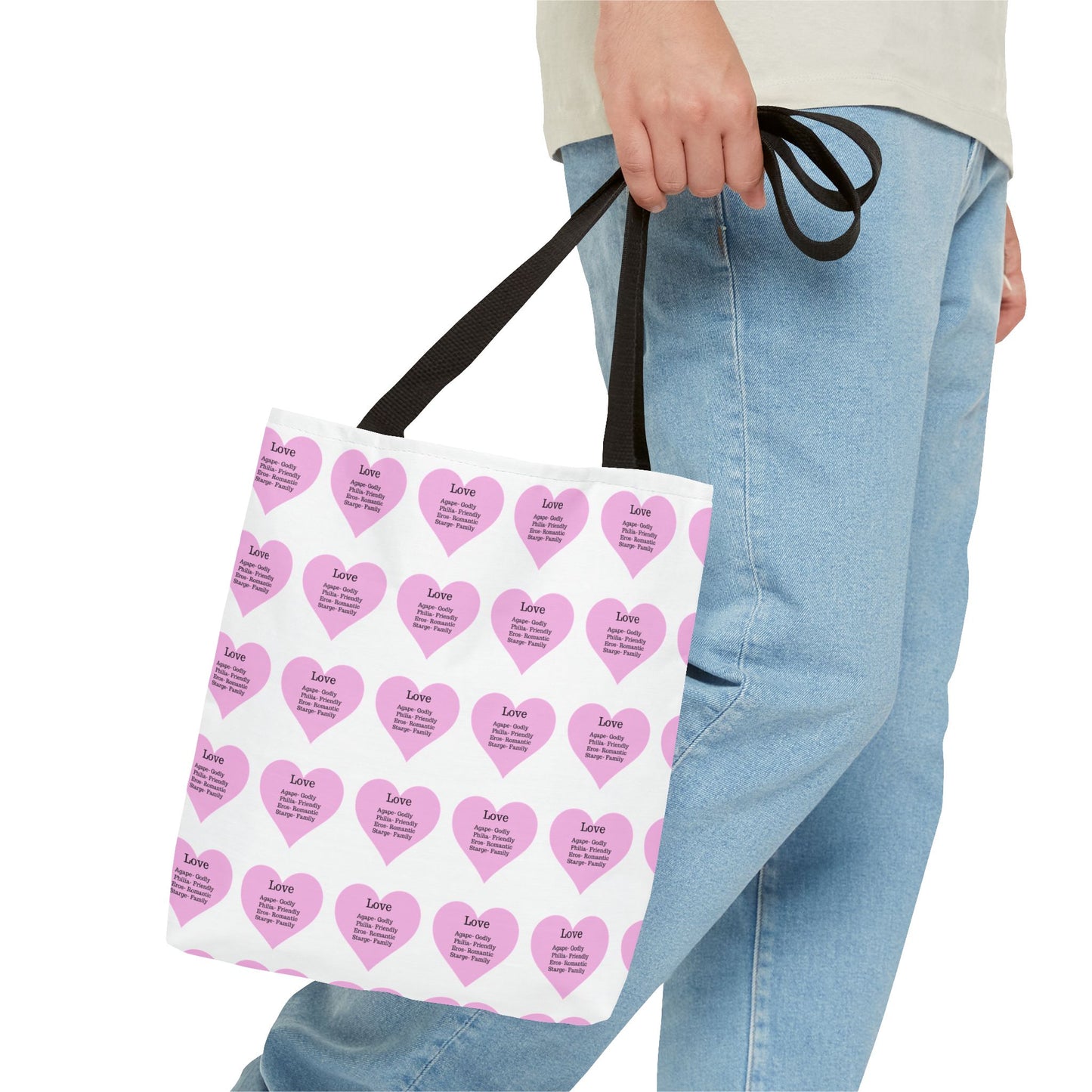 Pink Hearts Tote Bag (White)