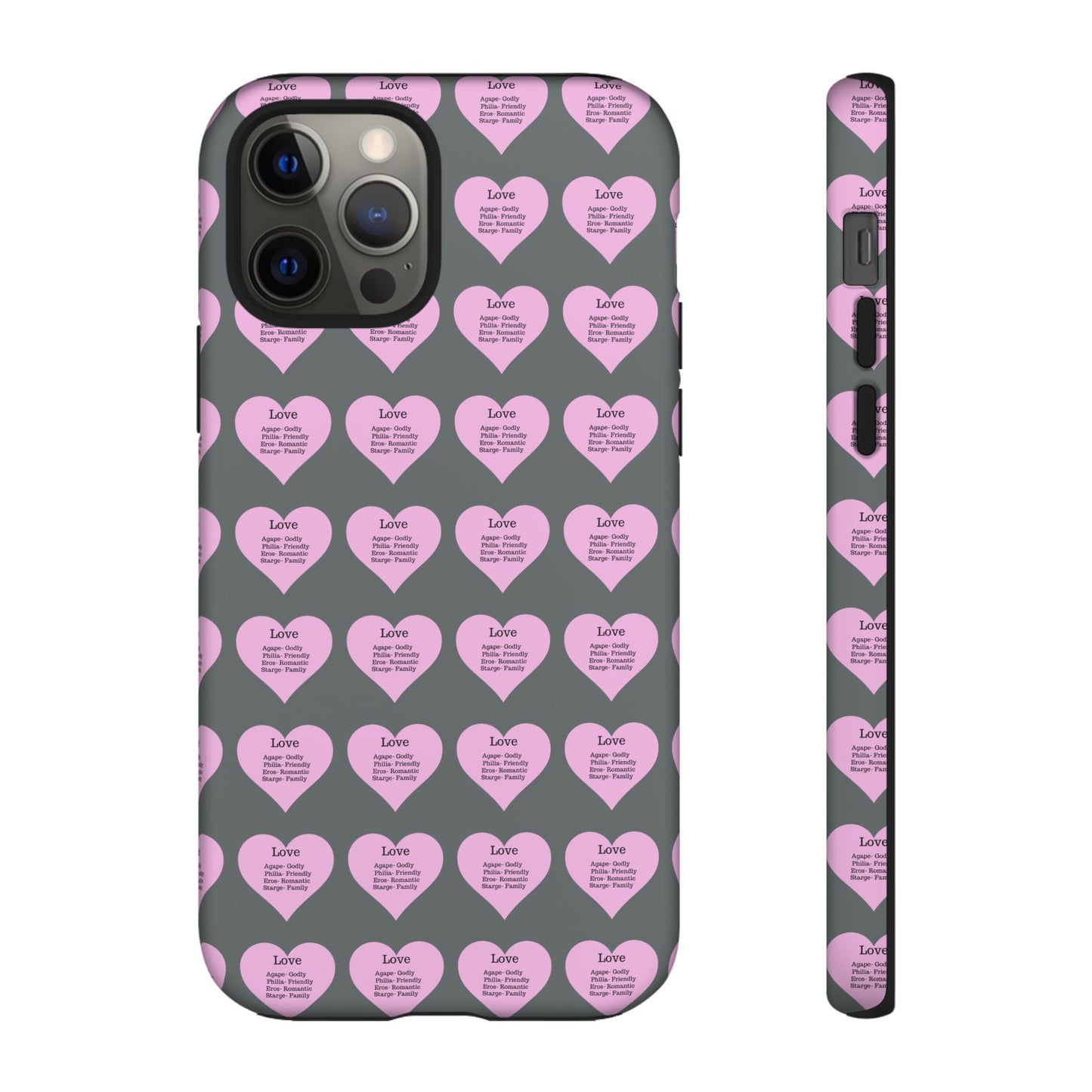 Hearts-A-Flutter Phone Case (iPhone, Google Pixel)(Dark grey)