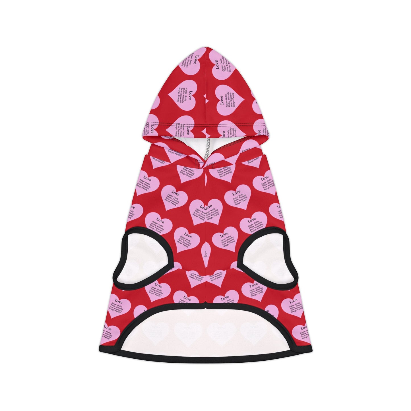 Charming Heart Pet Hoodie Pattern (Dark red)