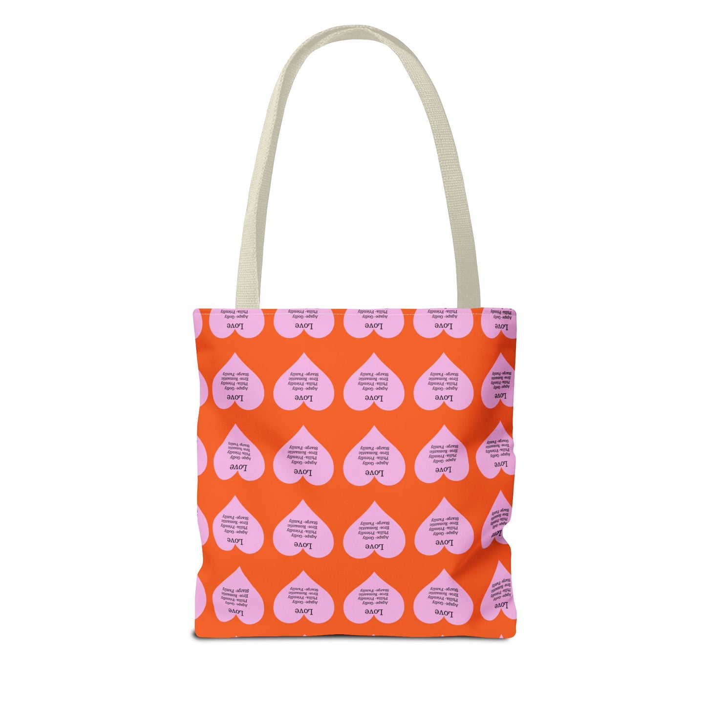 Pink Hearts Tote Bag (Orange)