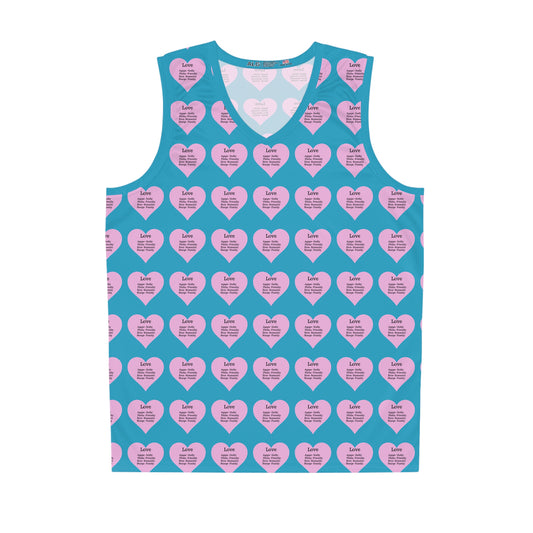 Love Heart All-Over-Print Basketball Jersey (Turquoise)