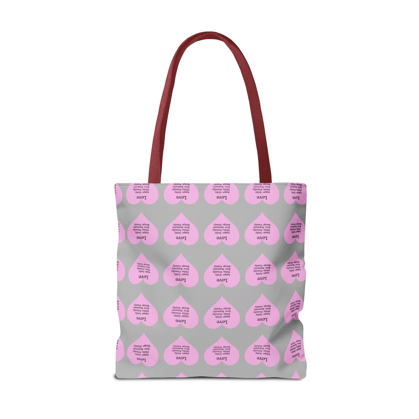 Pink Hearts Tote Bag (Light grey)