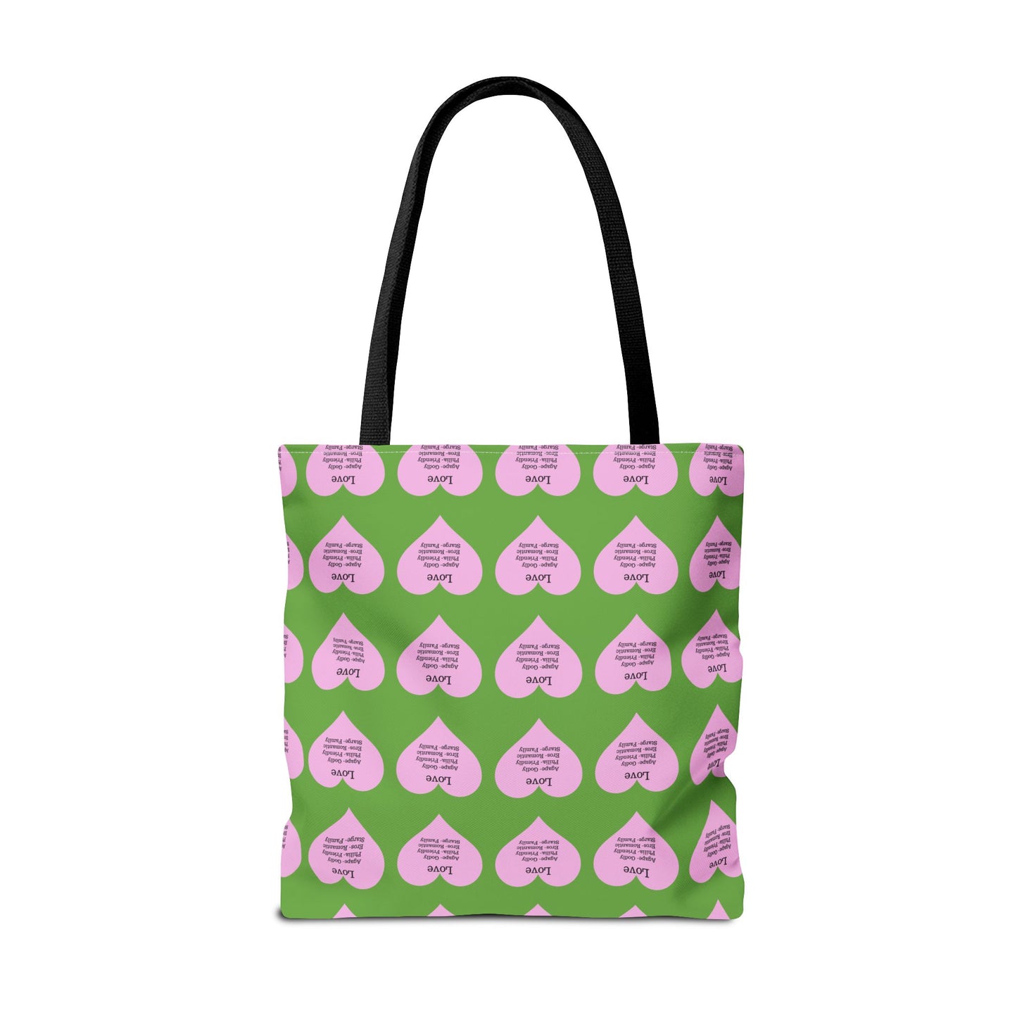 Pink Hearts Tote Bag (Green)