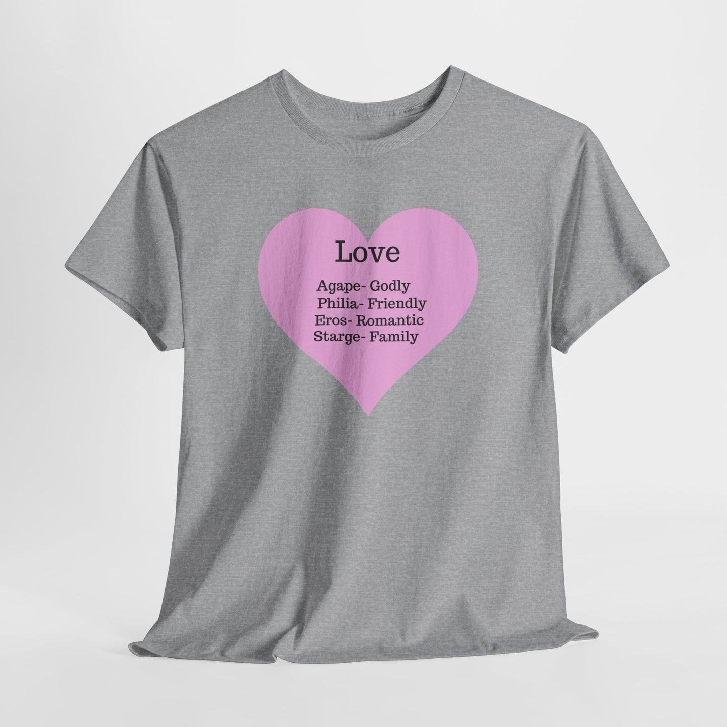 Unisex Love Heart Heavy Cotton T-Shirt - Comfortable Classic Fit Apparel