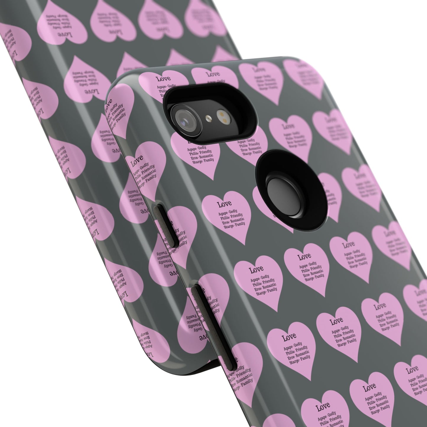 Hearts-A-Flutter Phone Case (iPhone, Google Pixel)(Dark grey)