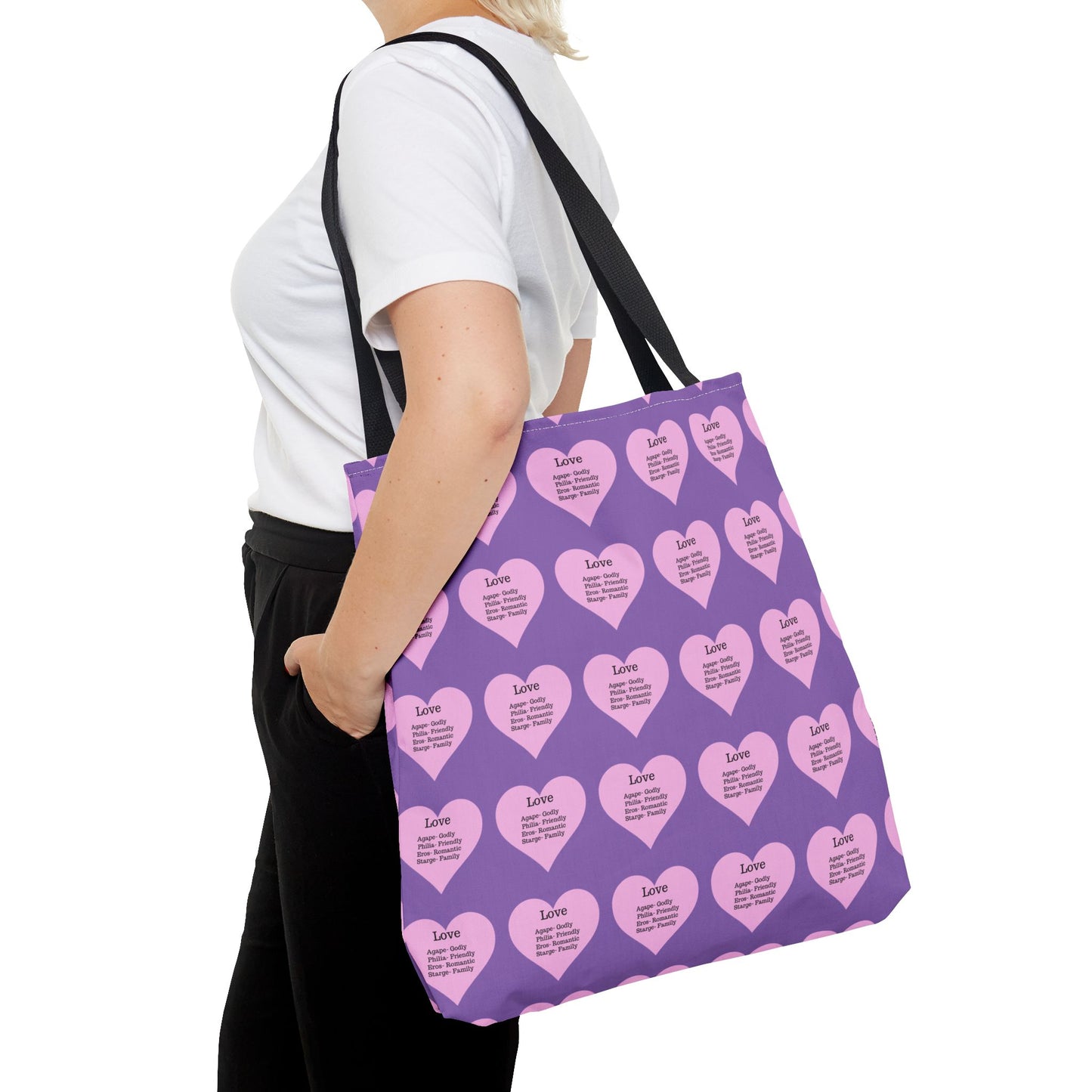 Pink Hearts Tote Bag (Light purple)