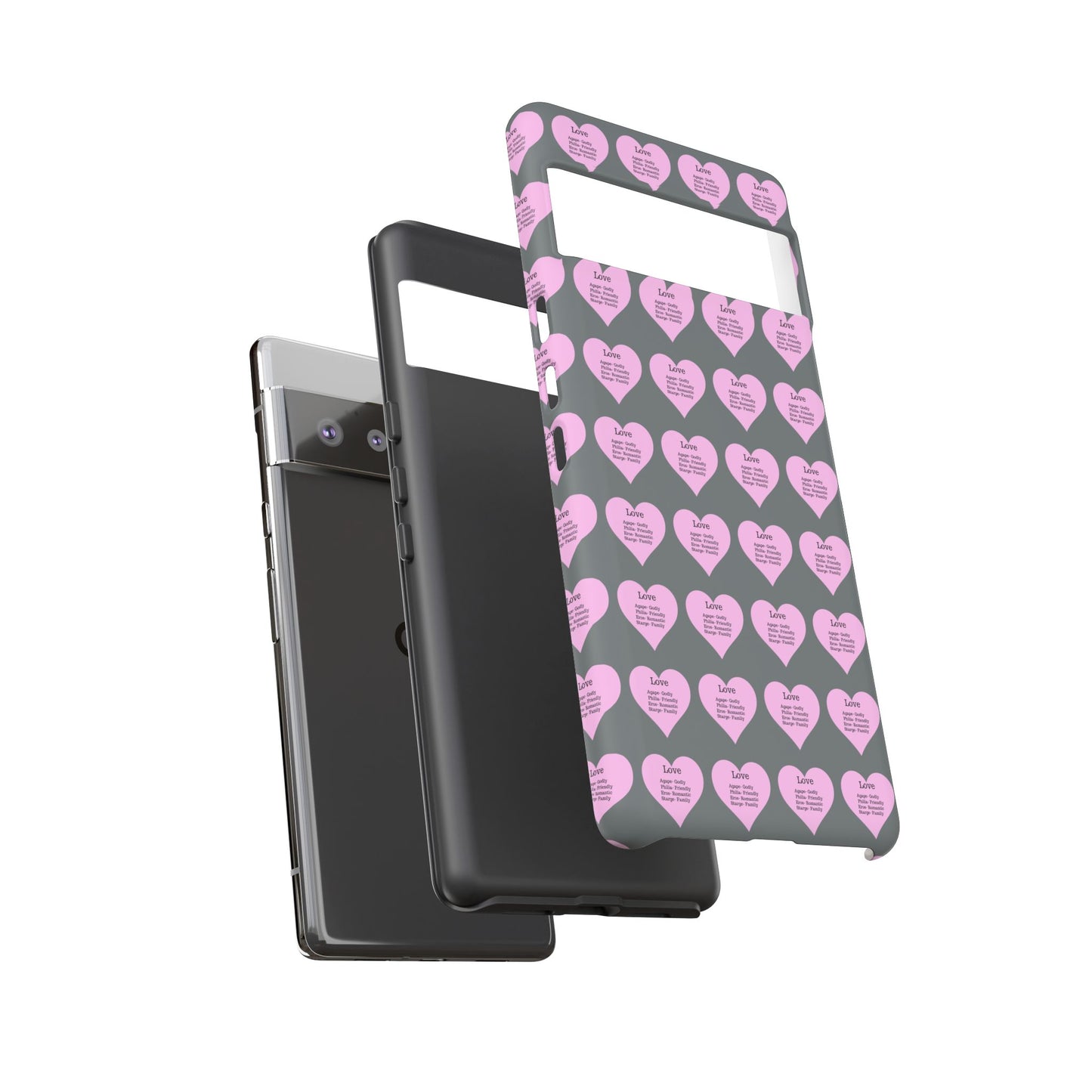 Hearts-A-Flutter Phone Case (iPhone, Google Pixel)(Dark grey)